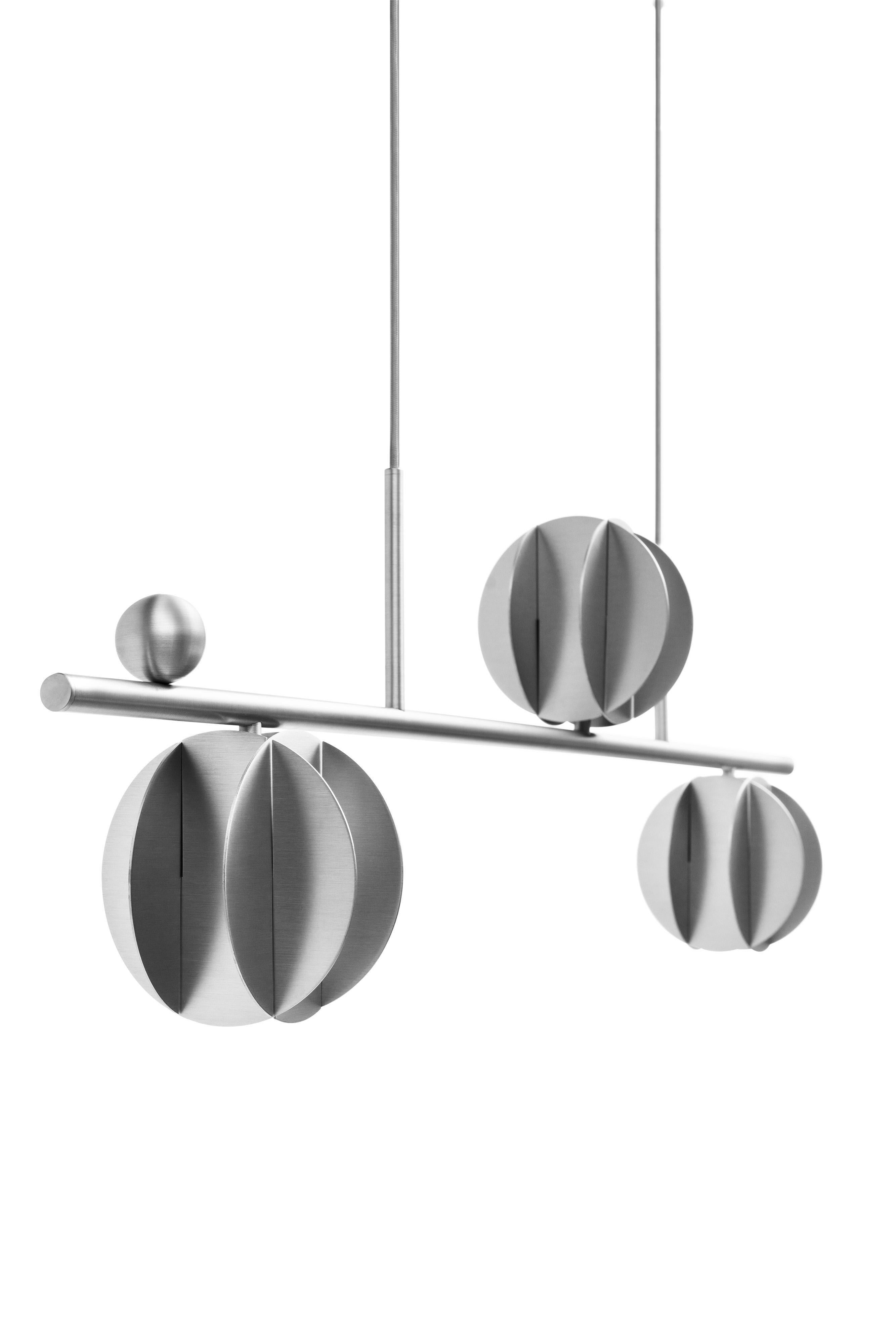 Contemporary Pendant 'EL Lamp CS3' by NOOM, Horizontal, Stainless Steel In New Condition For Sale In Paris, FR