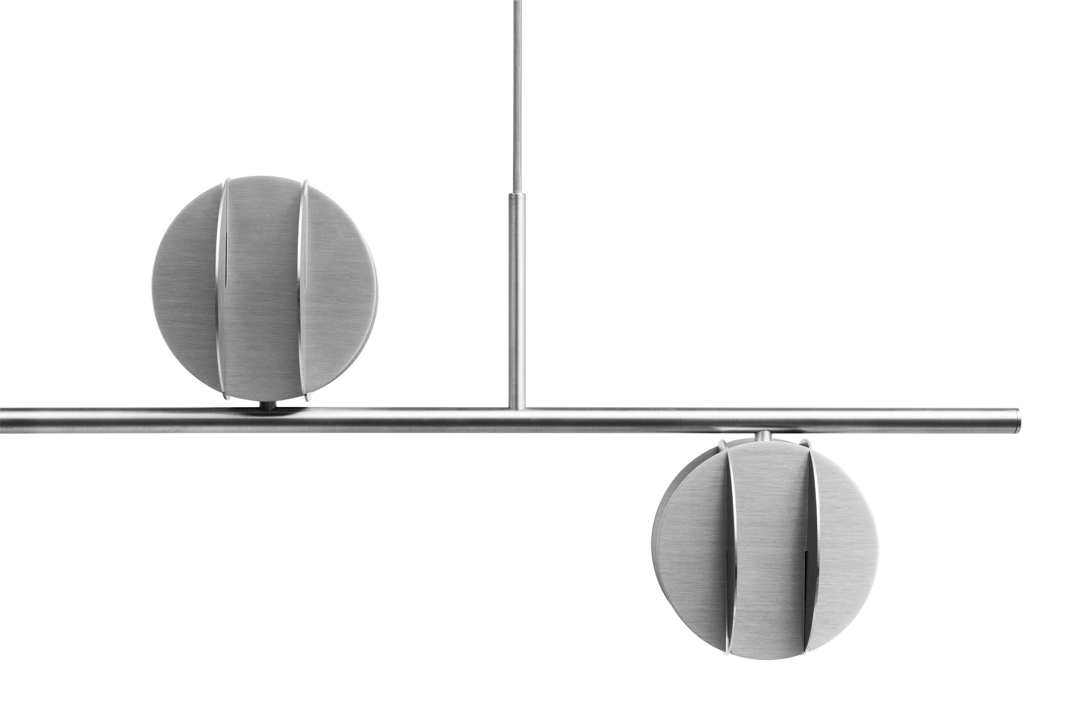 Contemporary Pendant 'EL Lamp CS3' by NOOM, Horizontal, Stainless Steel For Sale 1