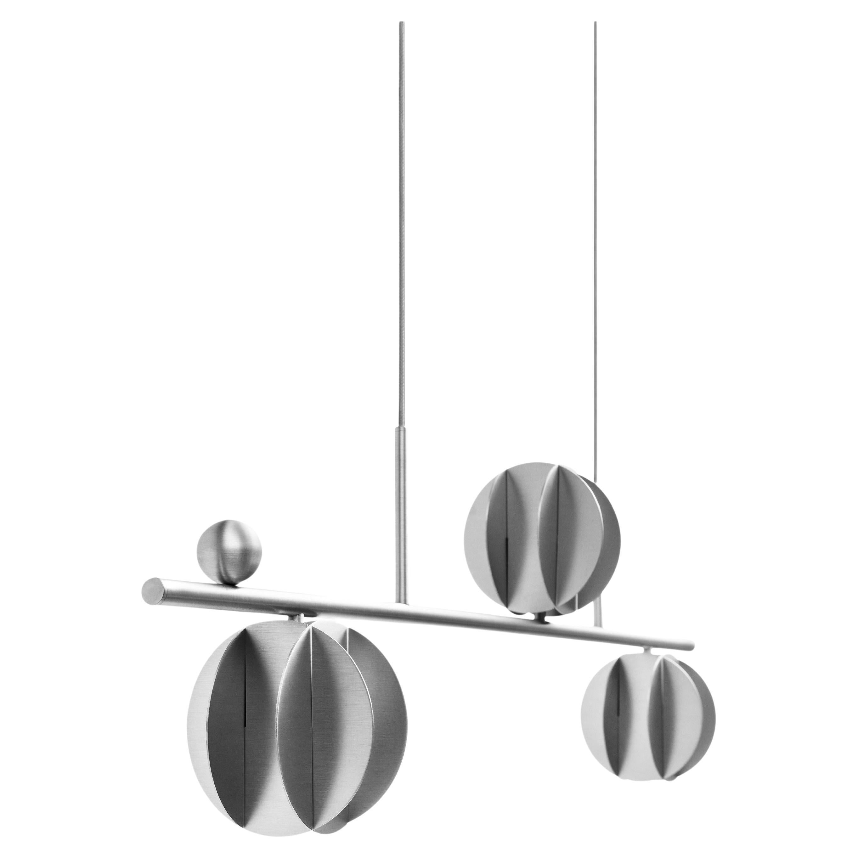Contemporary Pendant 'EL Lamp CS3' by NOOM, Horizontal, Stainless Steel For Sale