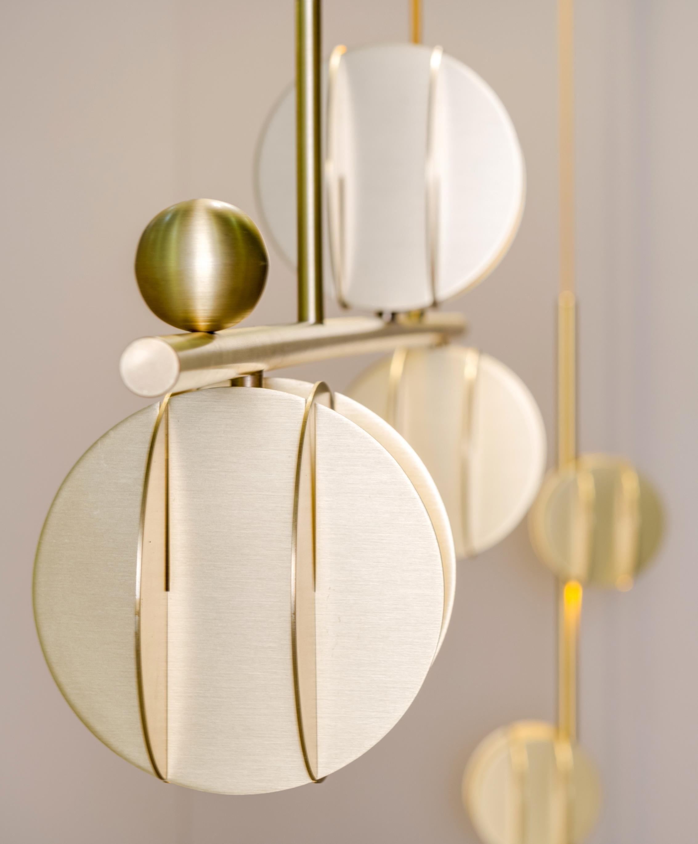 Organic Modern Contemporary Pendant 'EL Lamp' Horizontal CS1 by NOOM, Brass For Sale