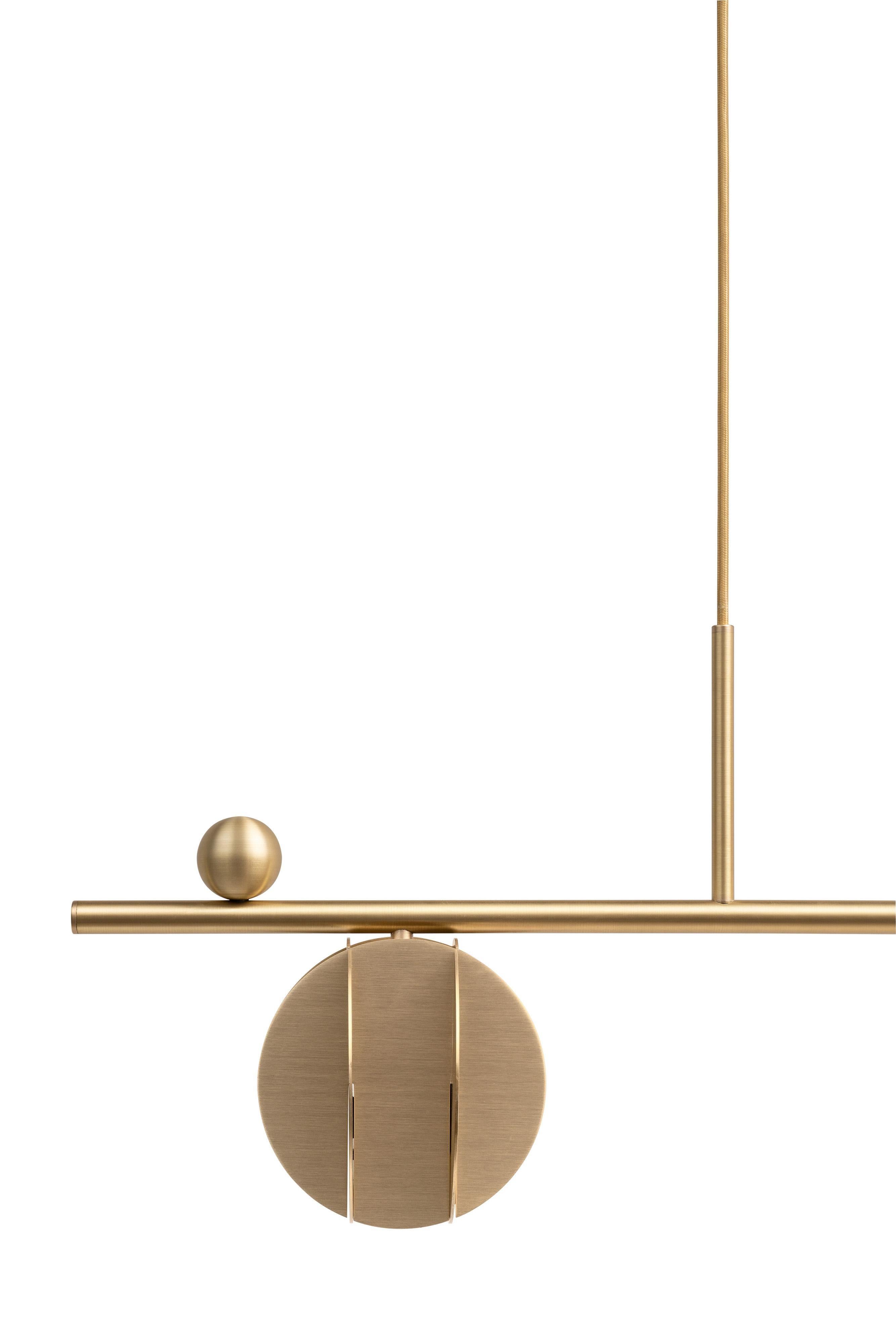 Ukrainian Contemporary Pendant 'EL Lamp' Horizontal CS1 by NOOM, Brass For Sale