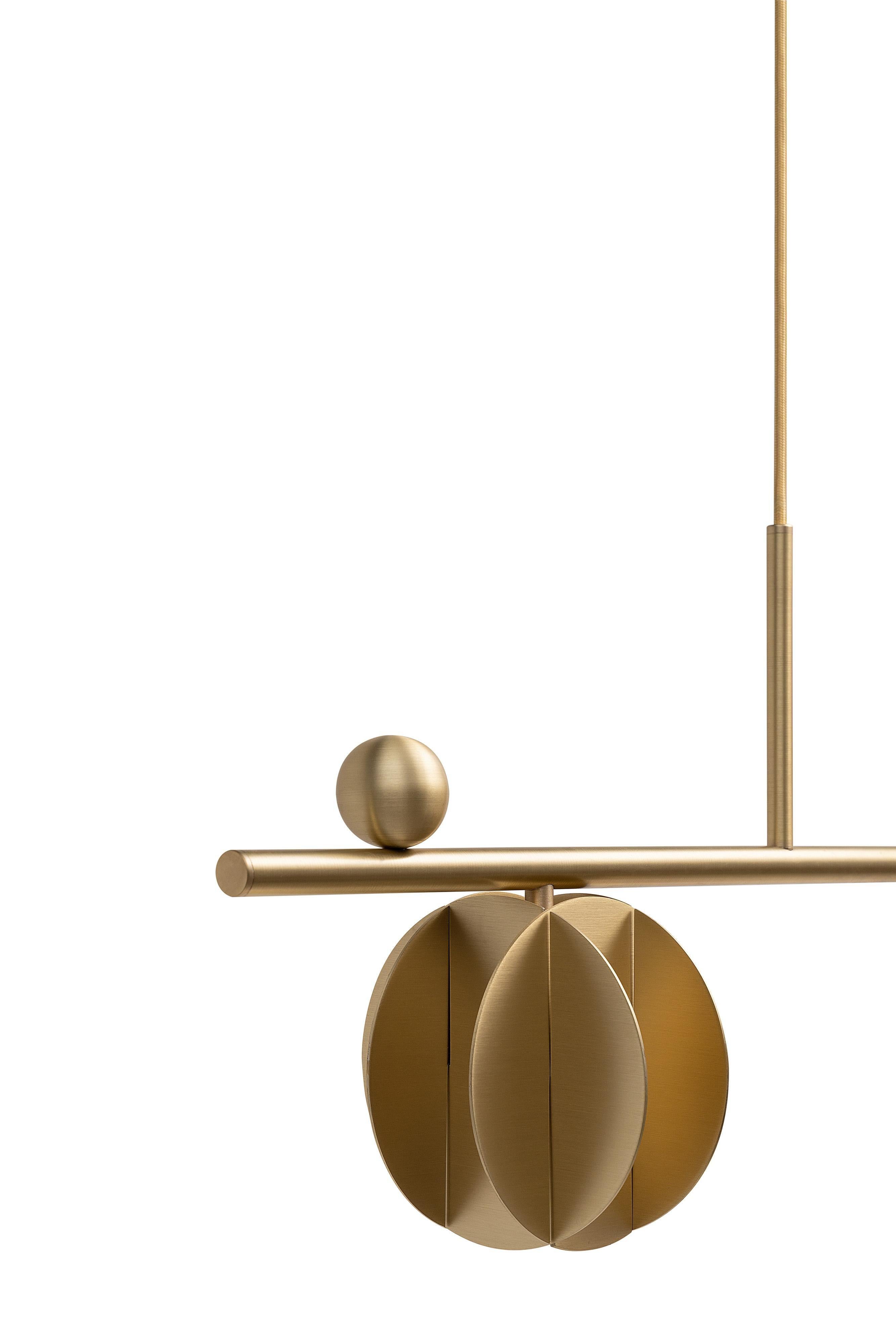 Contemporary Pendant 'EL Lamp' Horizontal CS1 by NOOM, Brass In New Condition For Sale In Paris, FR
