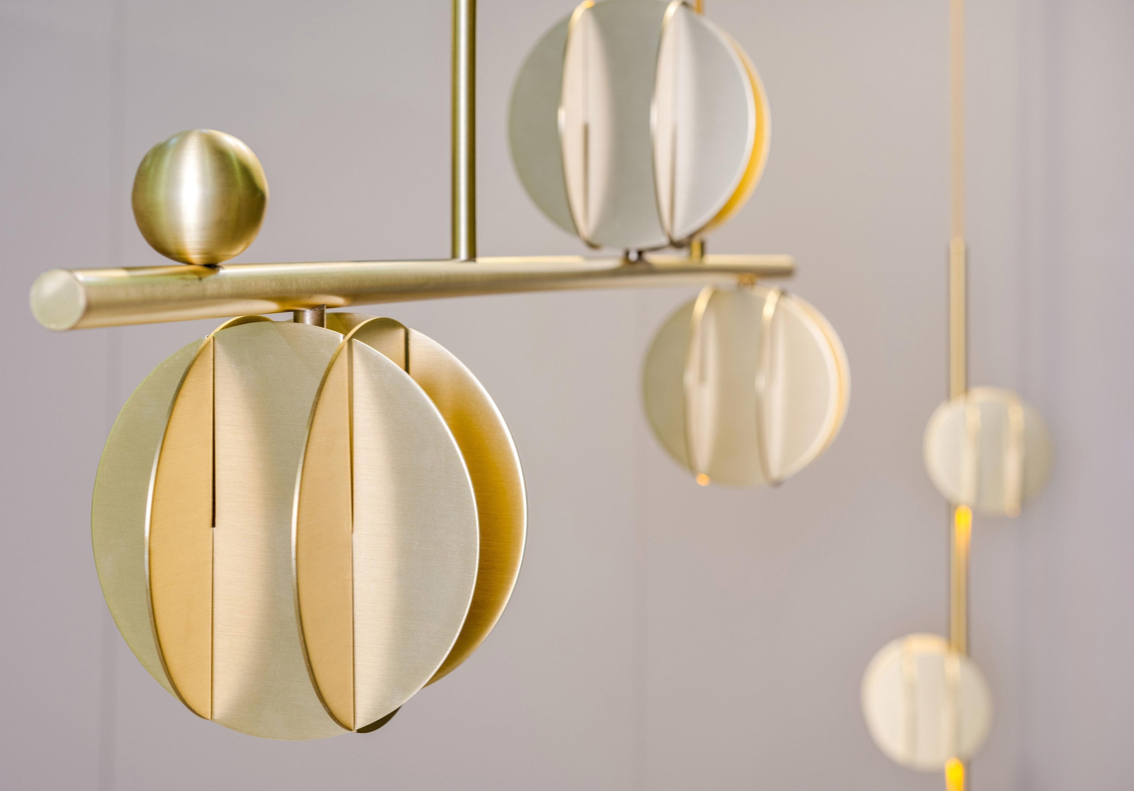 Contemporary Pendant 'EL Lamp' Horizontal CS1 by NOOM, Brass For Sale 1