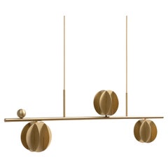 Contemporary Pendant 'EL Lamp' Horizontal CS1 by NOOM, Brass