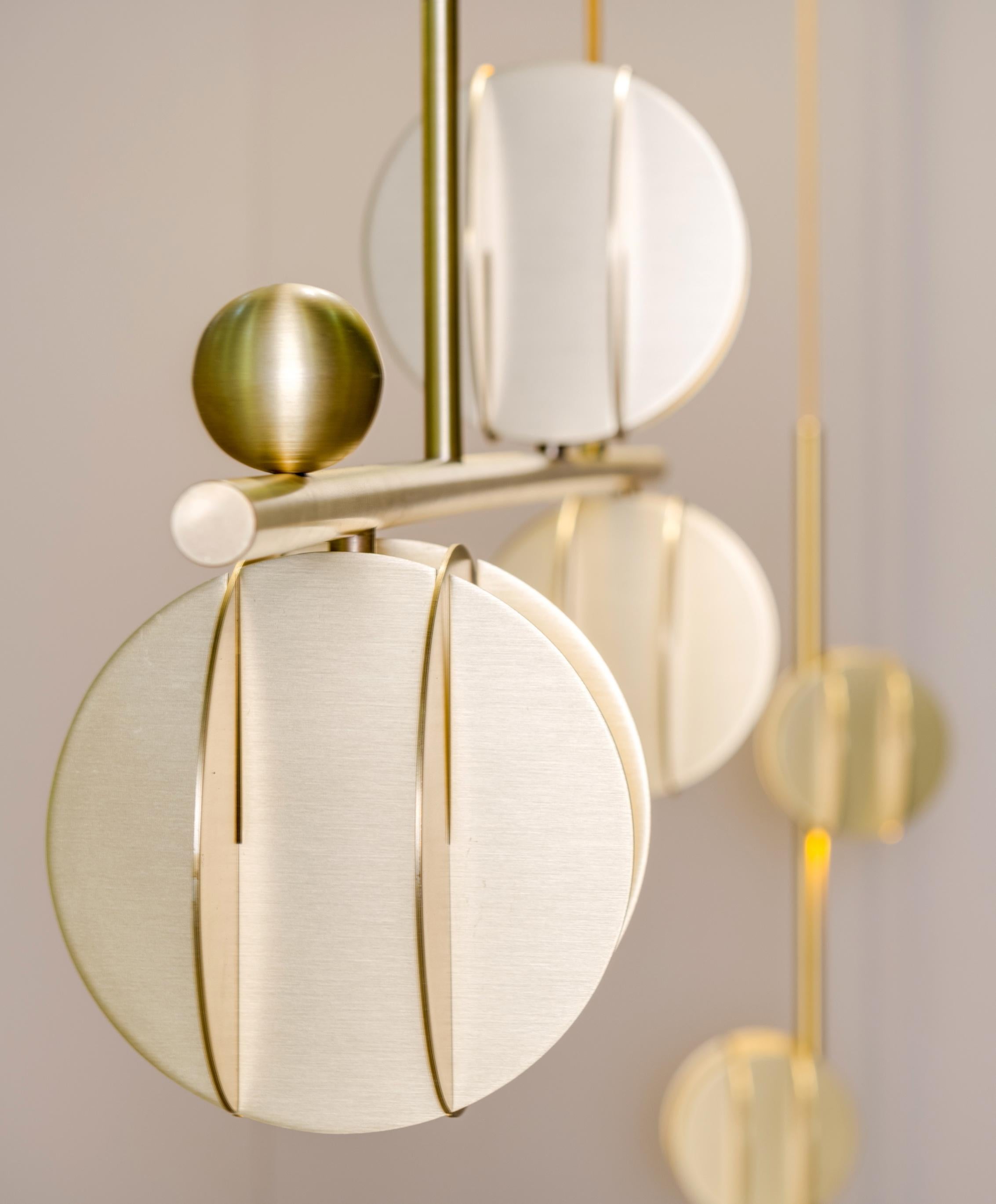 Modern Contemporary Pendant EL Lamp Horizontal CS1 by NOOM in Brass