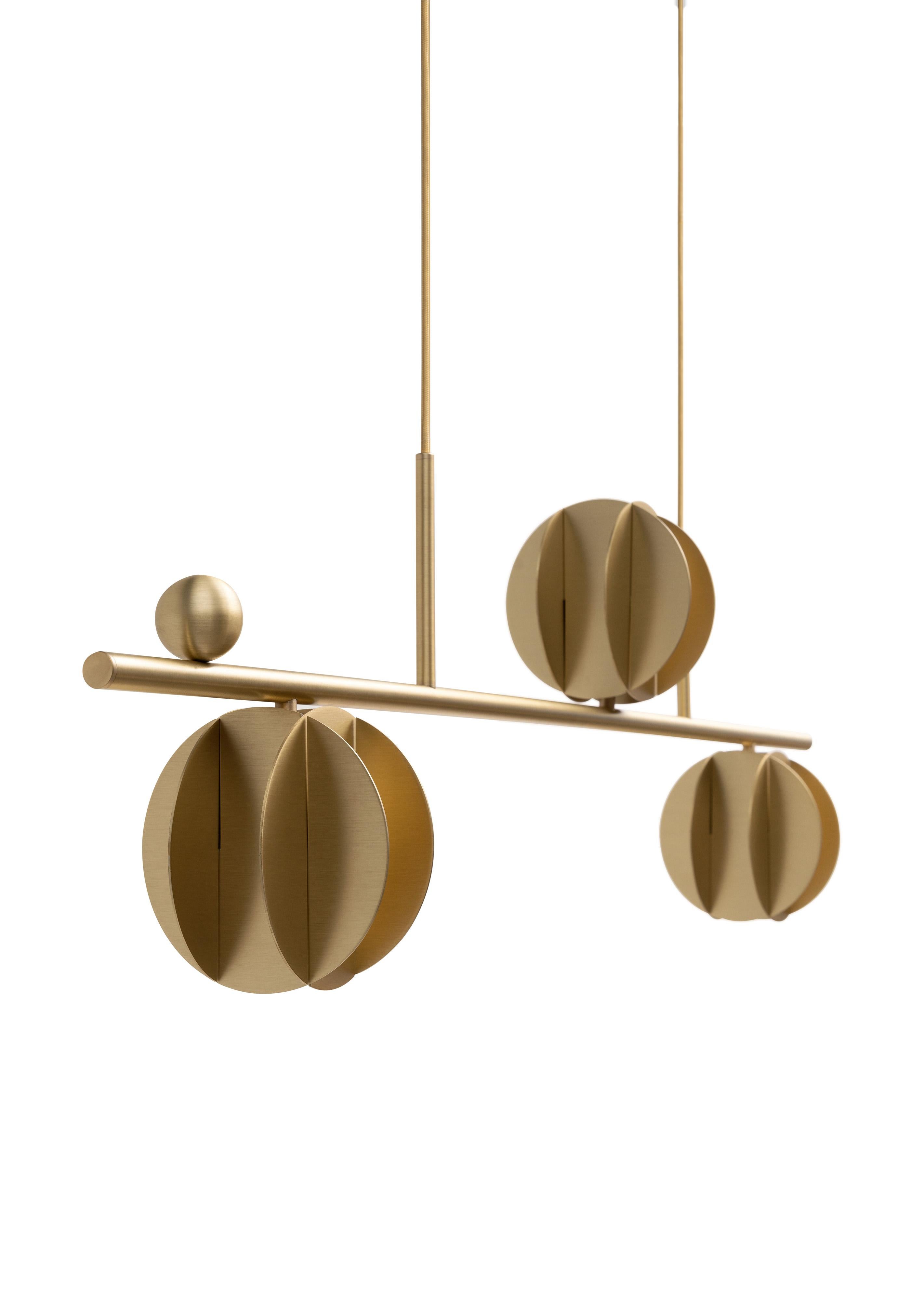 Brushed Contemporary Pendant EL Lamp Horizontal CS1 by NOOM in Brass