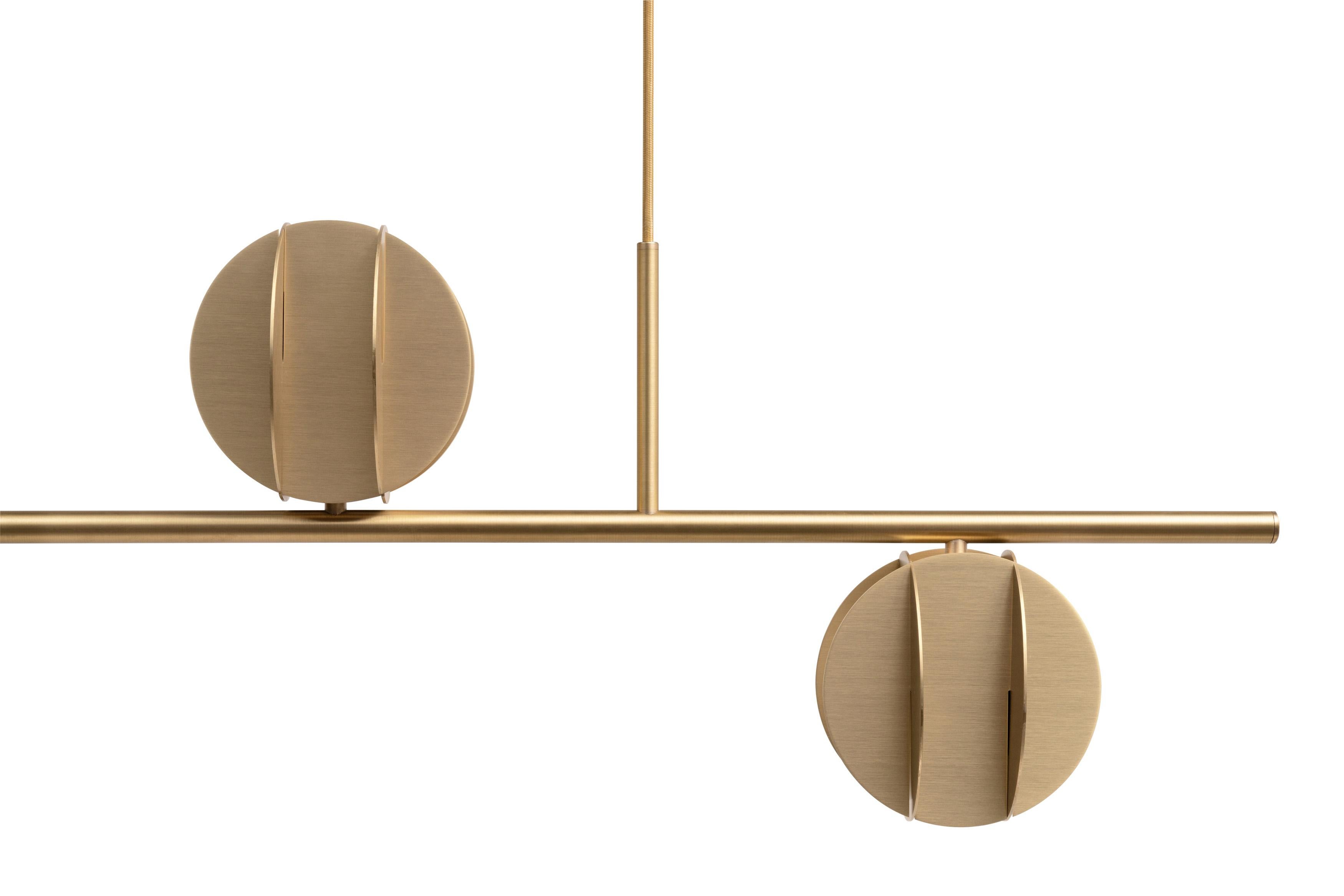 Contemporary Pendant EL Lamp Horizontal CS1 by NOOM in Brass 2