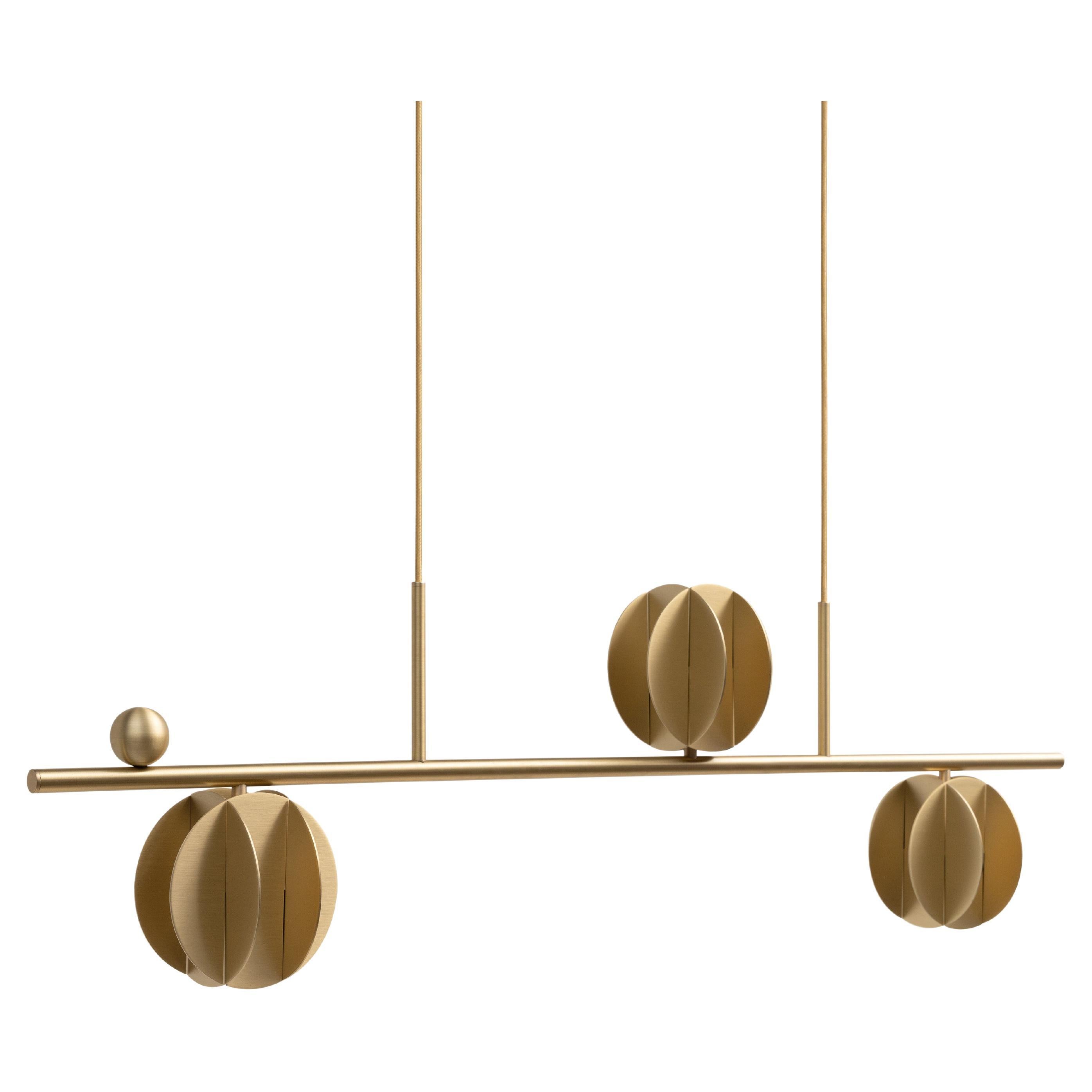 Contemporary Pendant EL Lamp Horizontal CS1 by NOOM in Brass