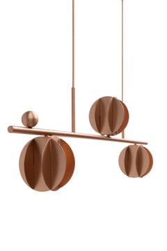 Contemporary Pendant 'EL Lamp Horizontal CS2' by NOOM, Copper