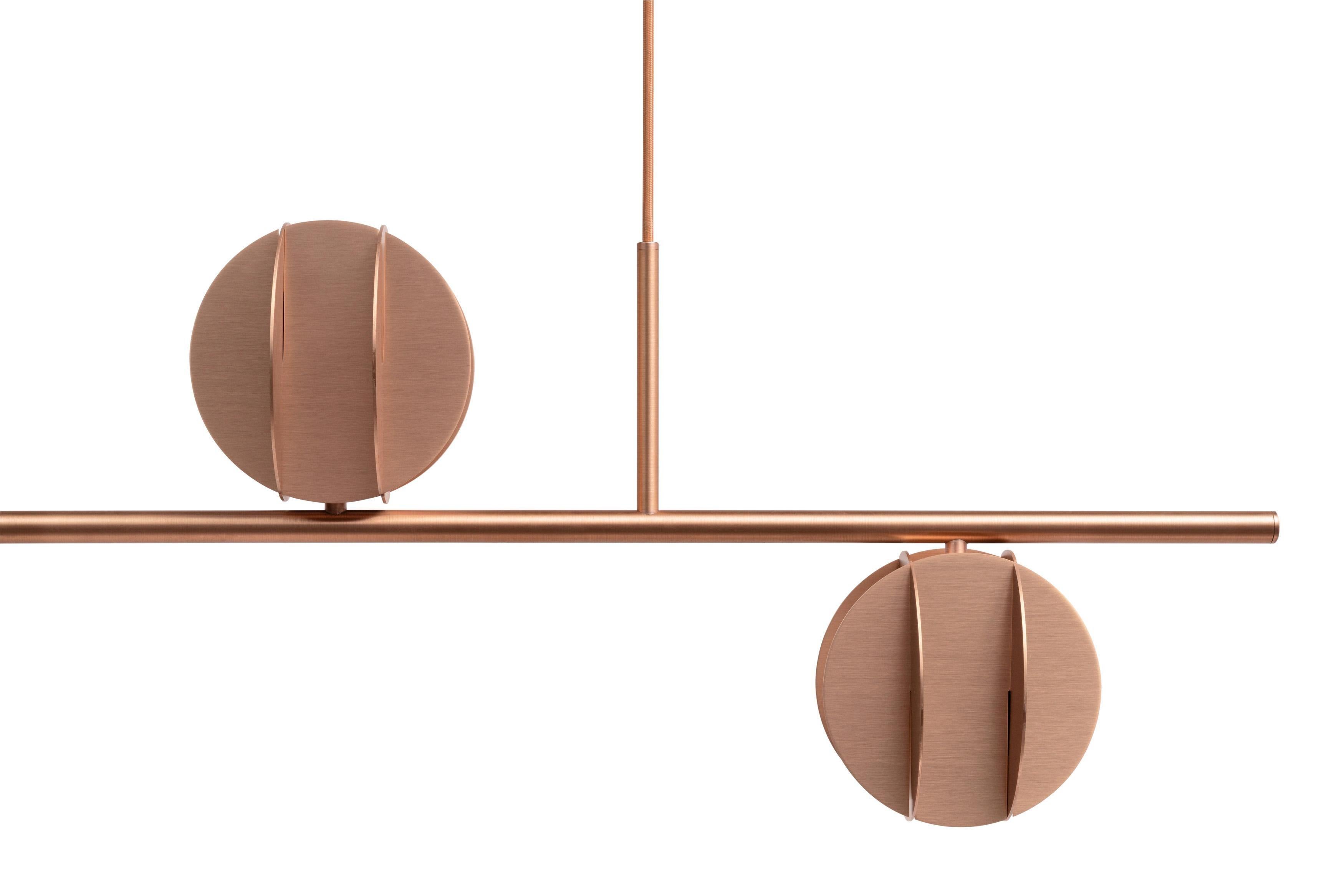 Contemporary Pendant 'EL Lamp Horizontal CS2' by NOOM, Copper For Sale 2