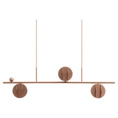 Contemporary Pendant 'EL Lamp Horizontal CS2' by NOOM, Copper