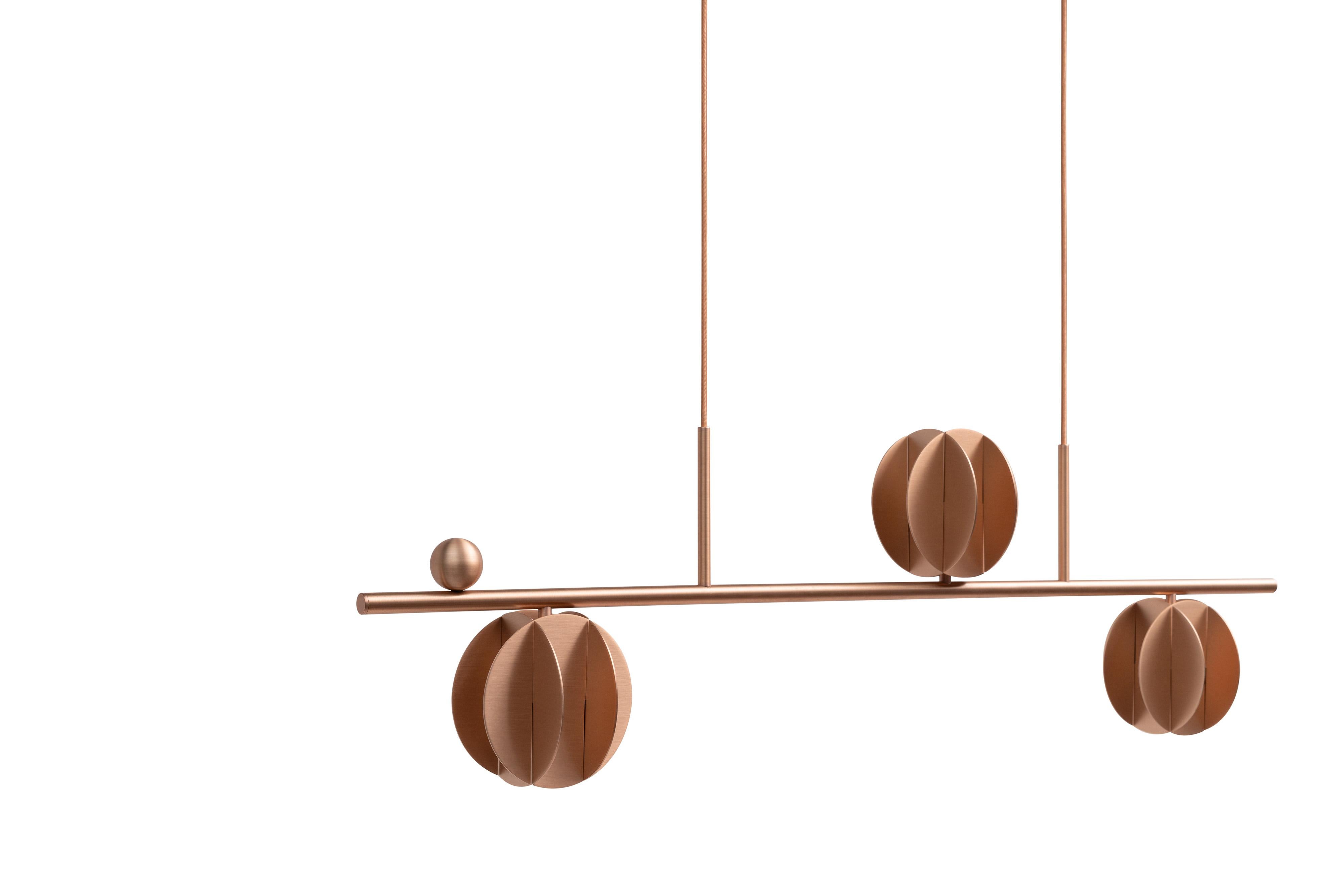 Modern Contemporary Pendant EL Lamp Horizontal CS2 by NOOM in Copper