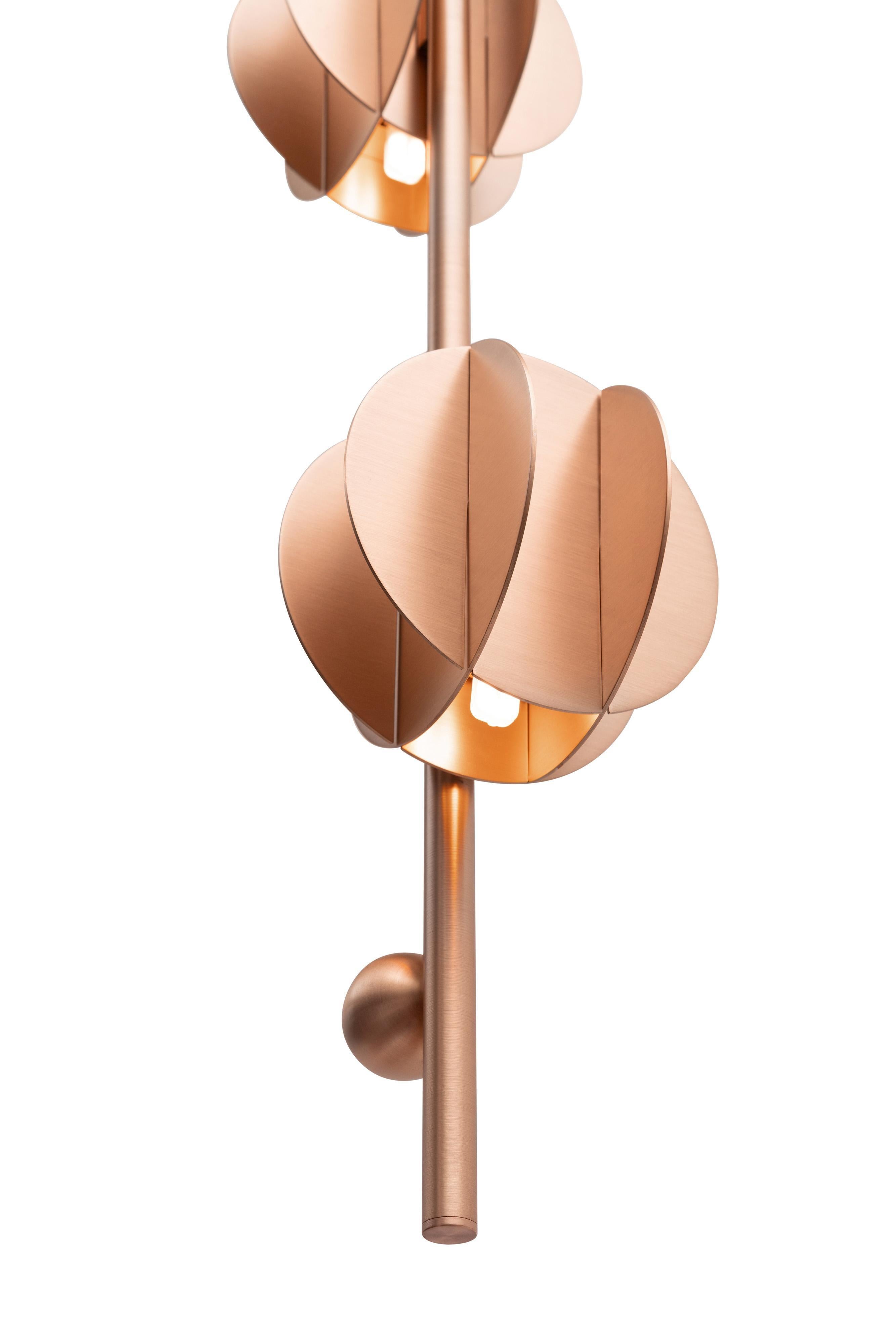 Organic Modern Contemporary Pendant 'EL Lamp Vertical CS2' by Noom, Copper For Sale