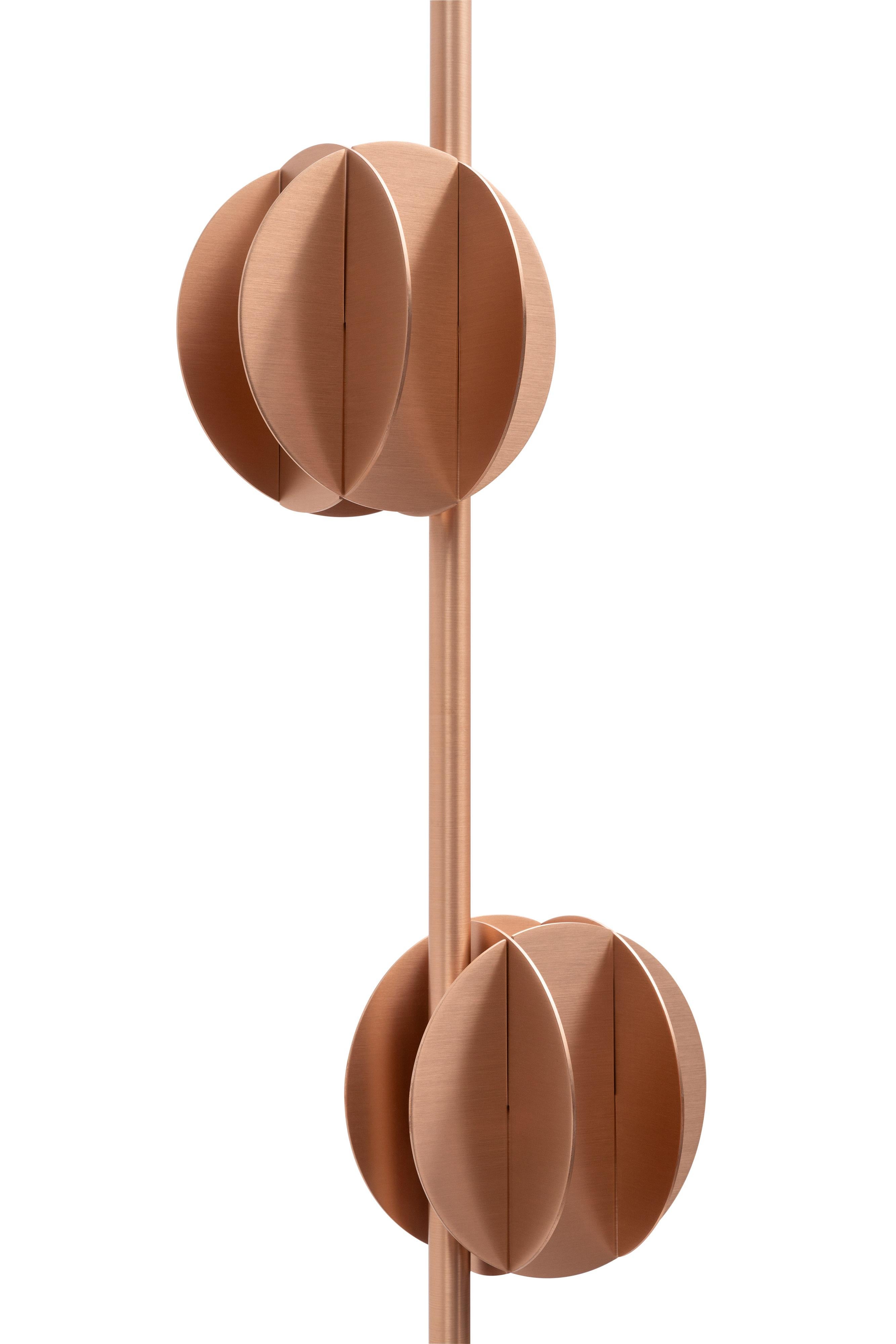 Ukrainian Contemporary Pendant EL Lamp Vertical CS2 by Noom in Copper