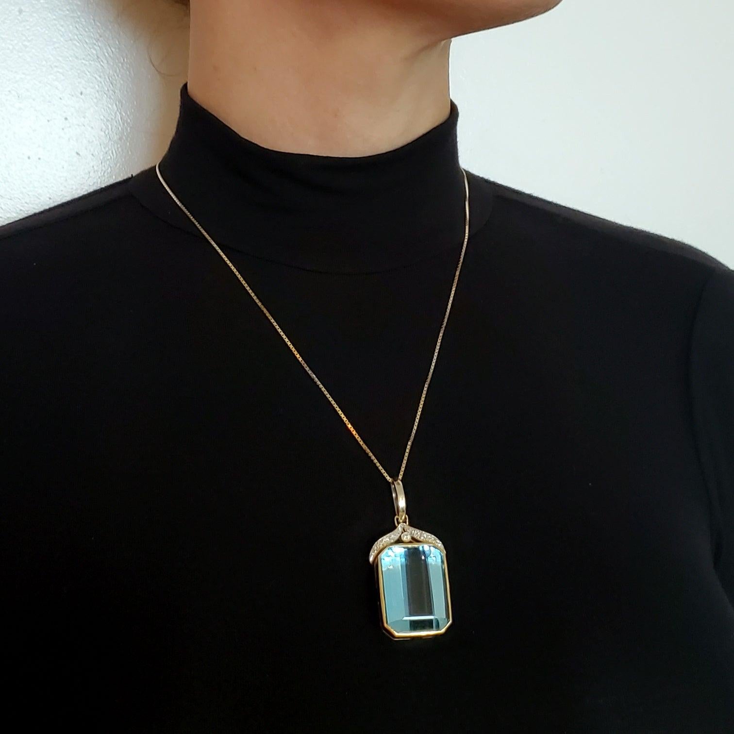 CONTEMPORARY Pendant In 18Kt Gold With 72.06 Ctw In Aquamarine & Diamonds 1