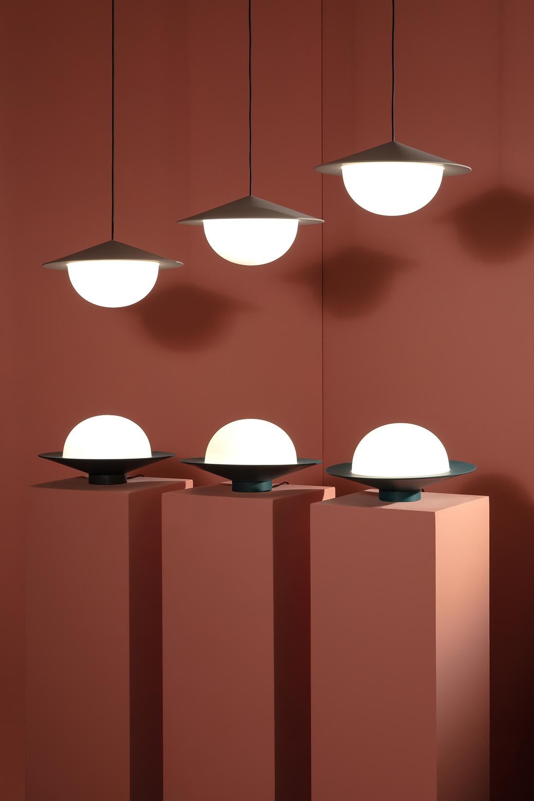Aluminum Contemporary Pendant Lamp 'Alley' by AGO 'Large - Brick Red' For Sale