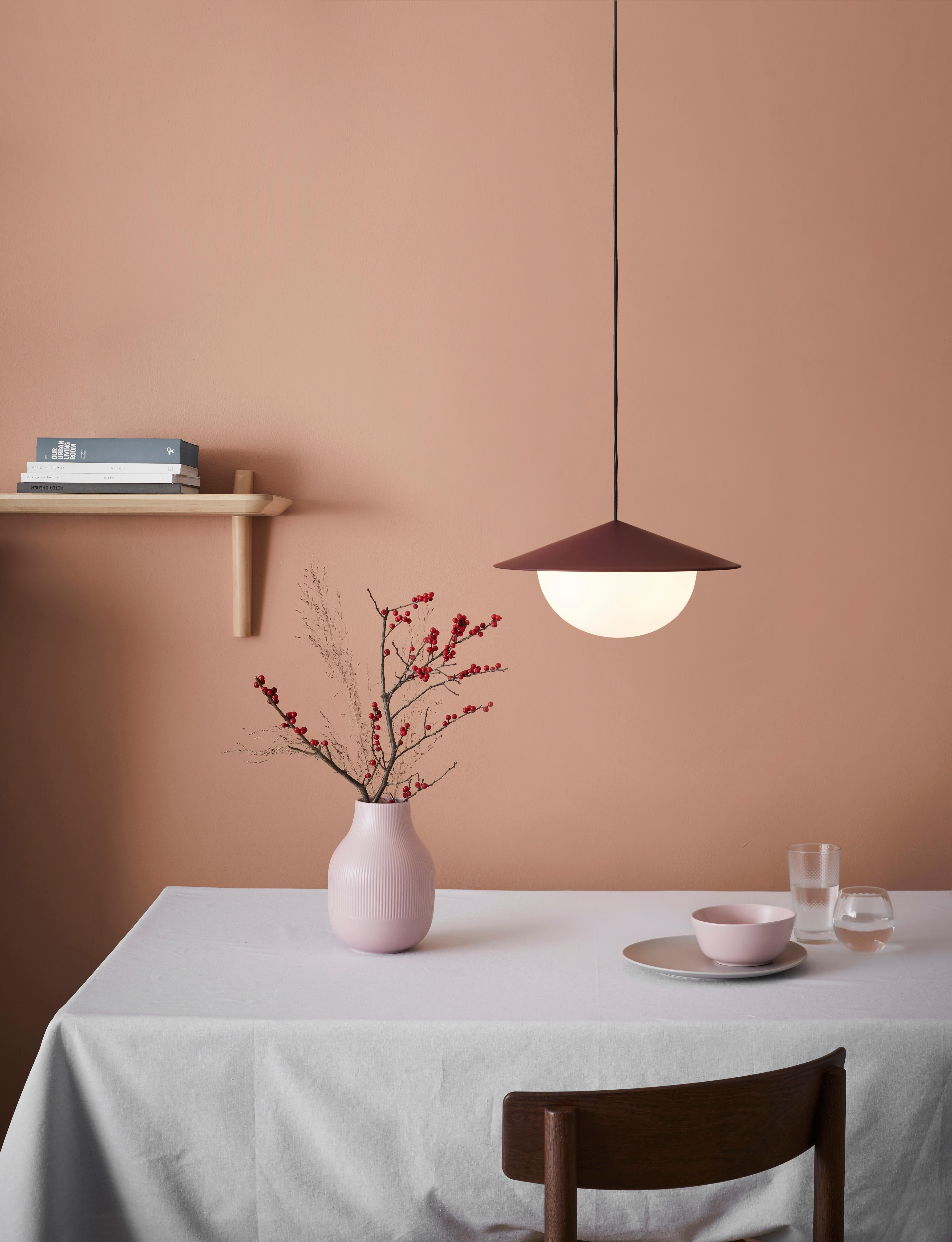 Alley pendant lamp by AGO Lighting
UL Listed

Painted aluminum, white opal glass
LED G9 110-240V (not included)

Available colors:
Charcoal, white, grey, burgundy, green

Dimensions:
15,8 x 34 cm (Large)
11 x 24 cm (Small)


AGO is a Korean design