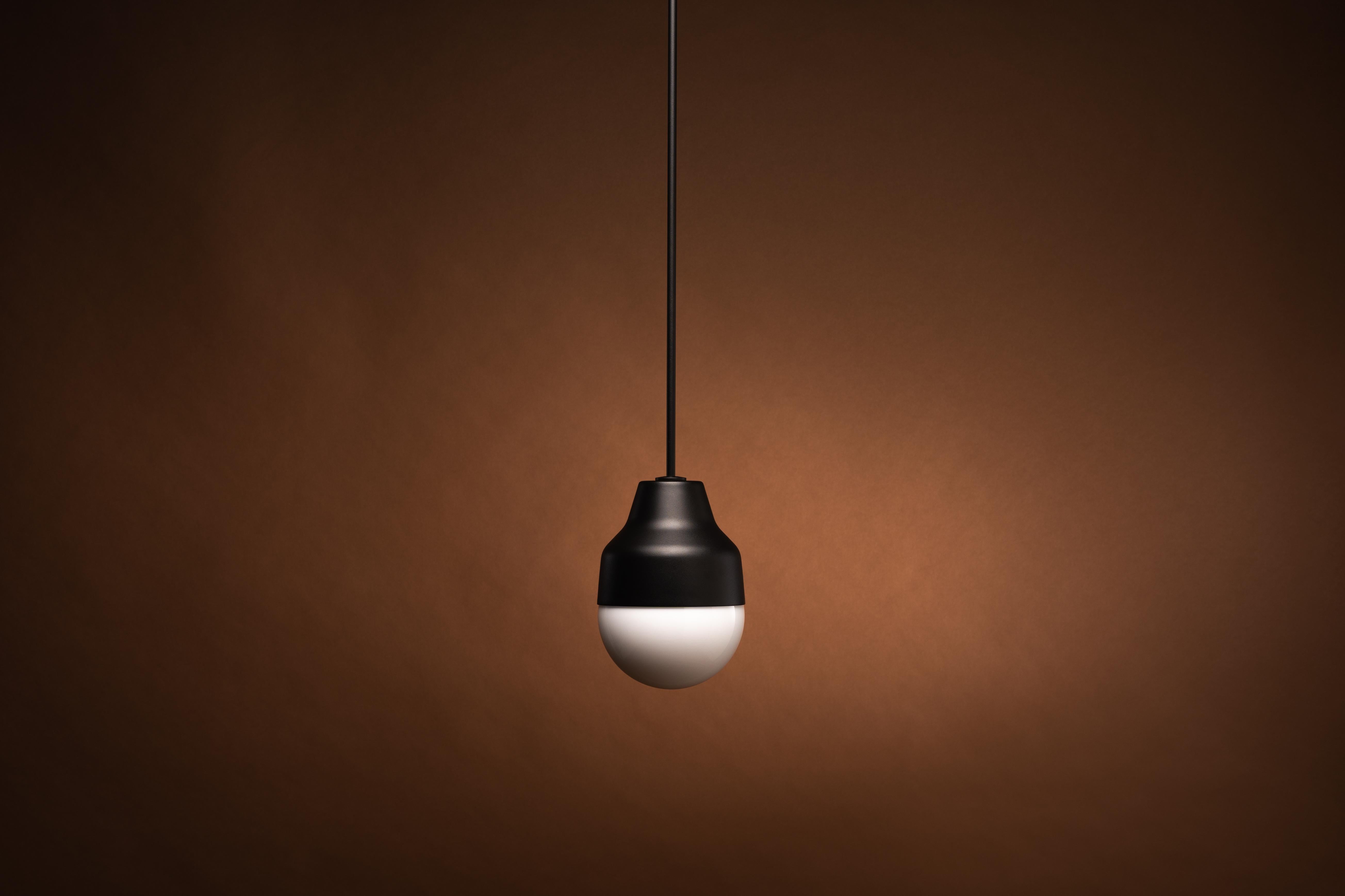 Contemporary Pendant Lamp 'Ambiguo type-01' in Steel and Glass In New Condition In Paris, FR