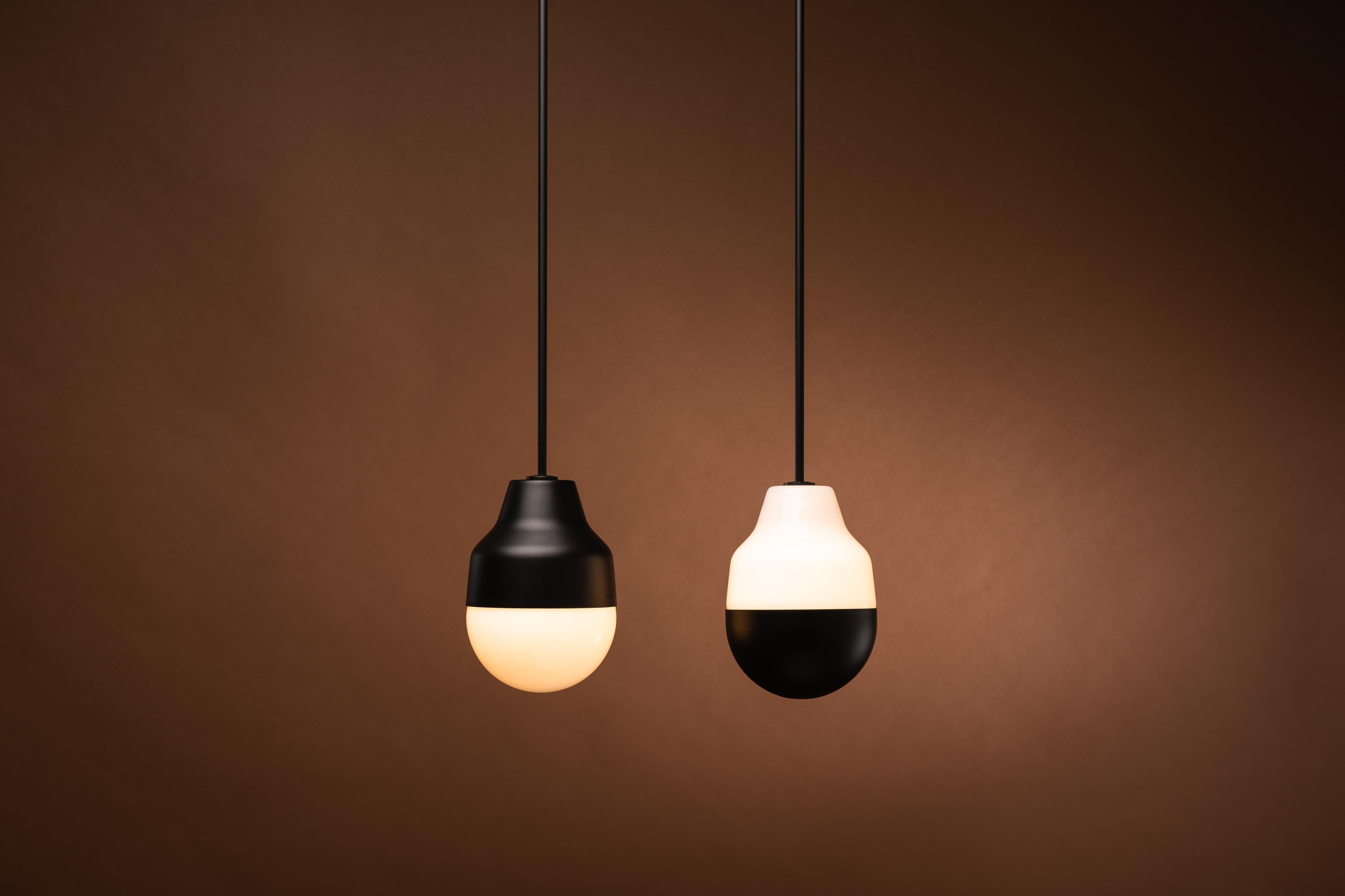 Contemporary Pendant Lamp 'Ambiguo type-01' in Steel and Glass 1