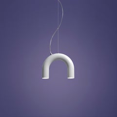 Contemporary Pendant Lamp 'Arch Single' by Oblure, White