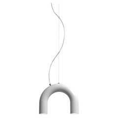 Contemporary Pendant Lamp 'Arch Single' by Oblure, White
