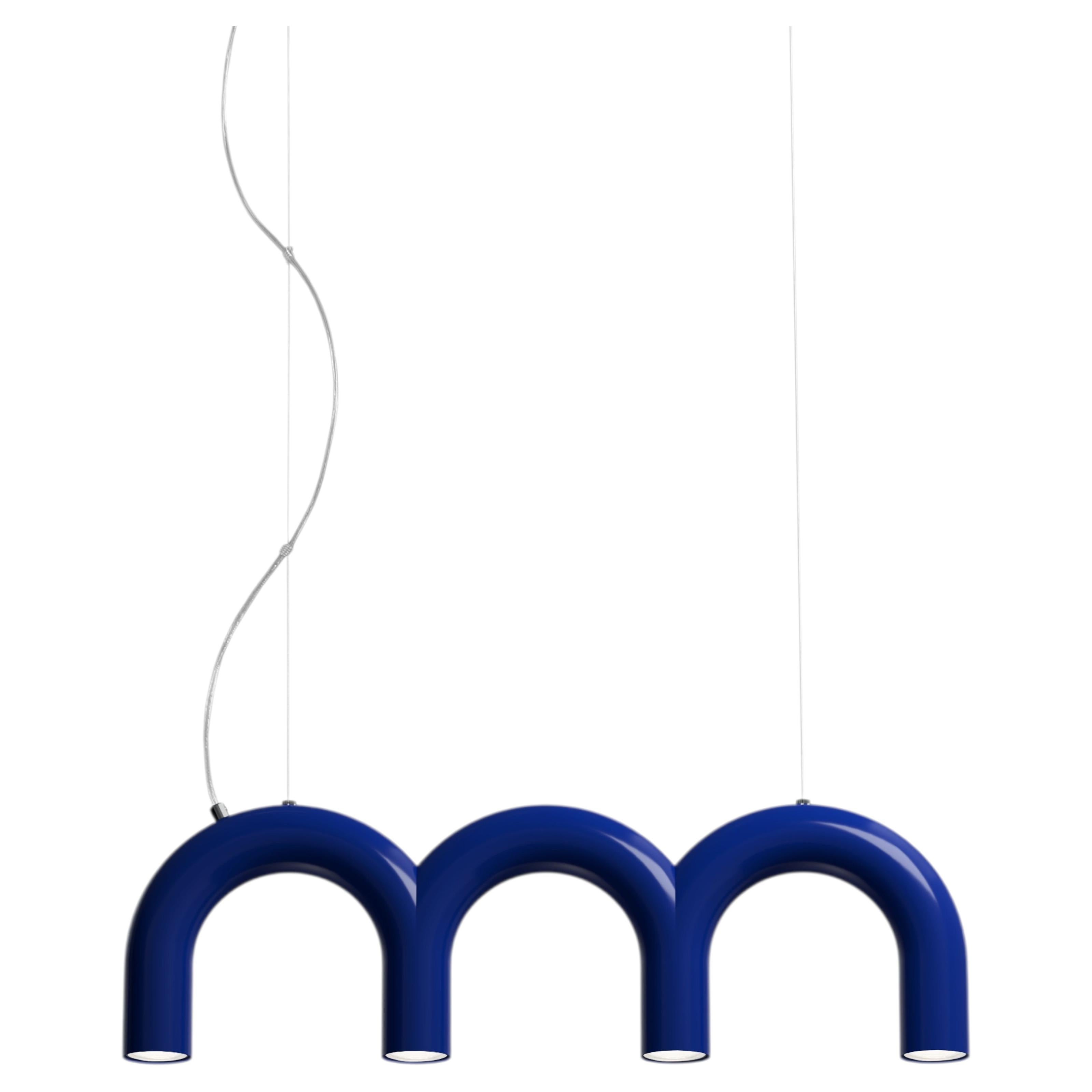 Lampada a sospensione contemporanea 'Arch Triplette' di Oblure, Blu