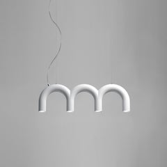 Contemporary Pendant Lamp 'Arch Triplette' by Oblure, White