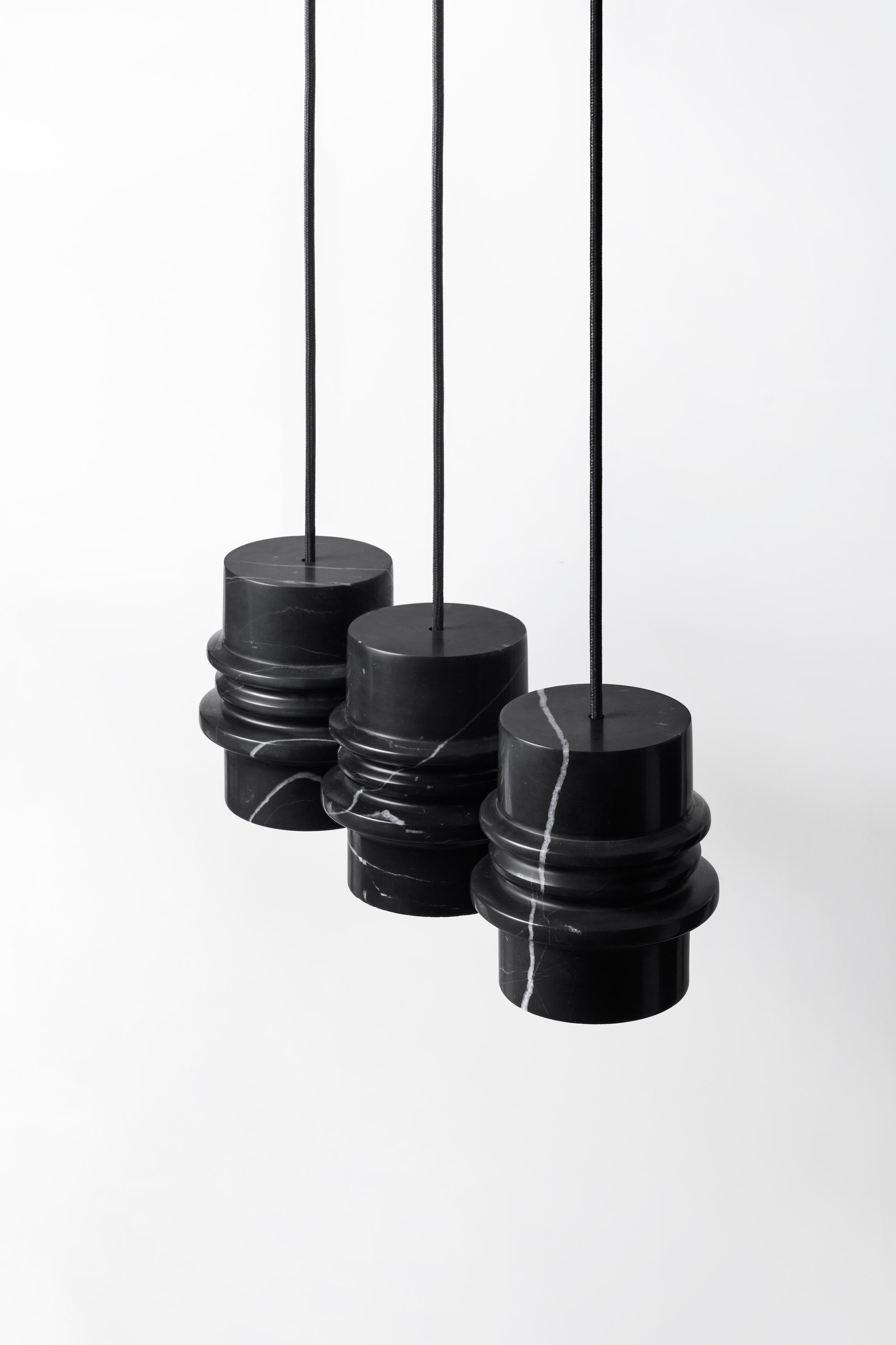 Industriel Lampe à suspension contemporaine CIRCLE en marbre noir en vente
