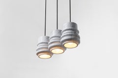 Contemporary Pendant Lamp 'Circle' in White Marble Stone