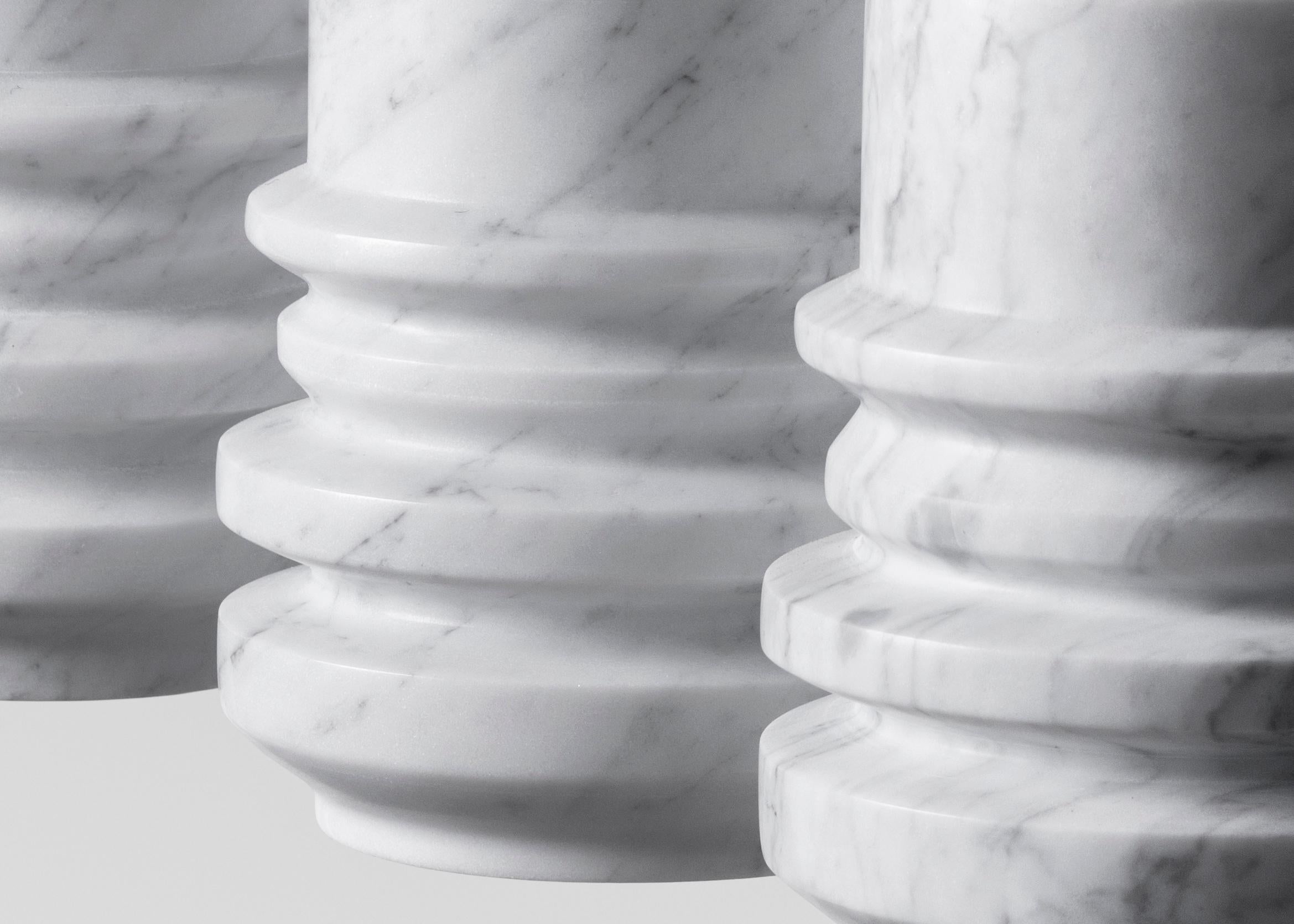 Lampe à suspension contemporaine 'Circle' en marbre blanc en vente 1