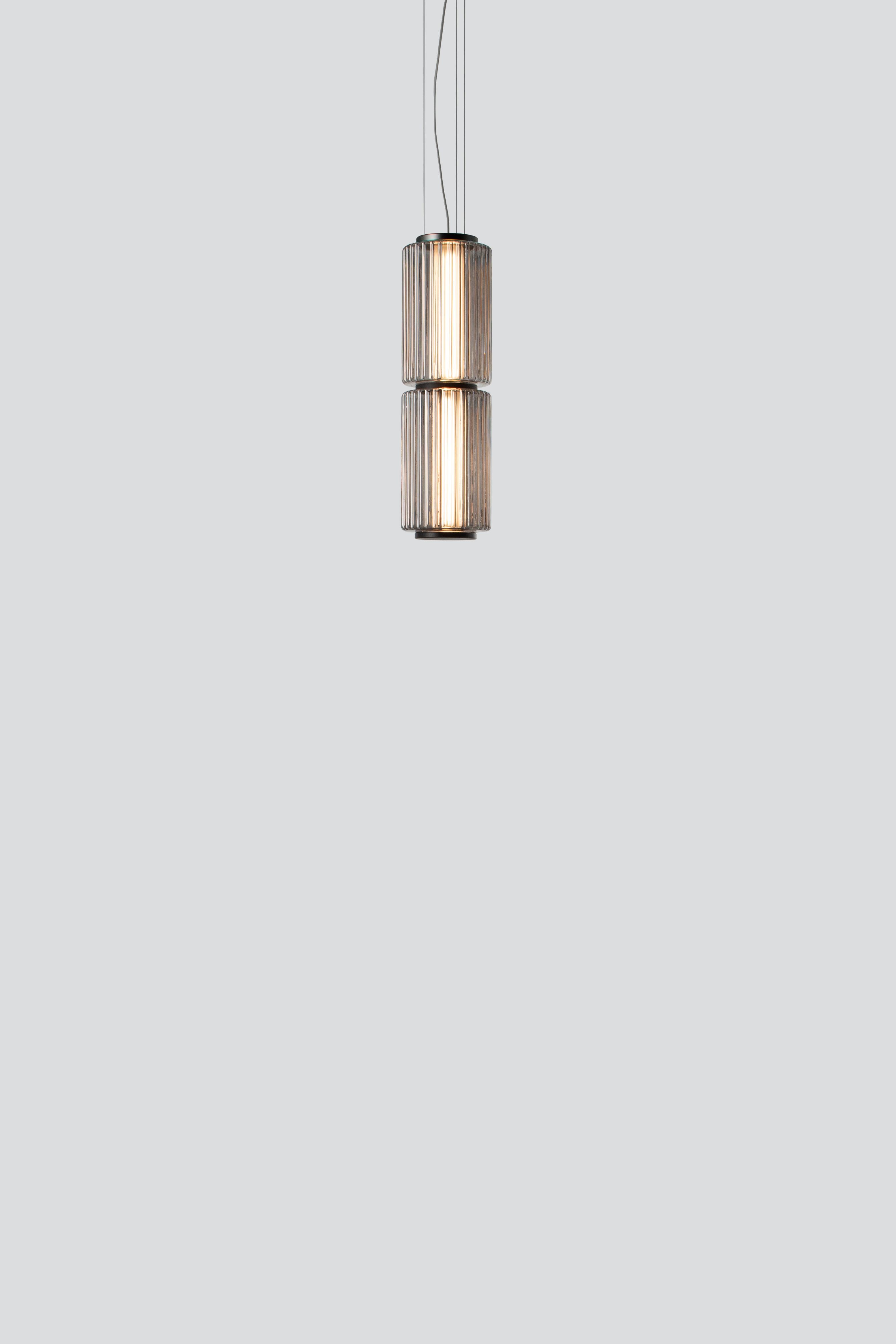 Organic Modern Contemporary Pendant Lamp 'Column' 175-2, Vertical, Carbon For Sale