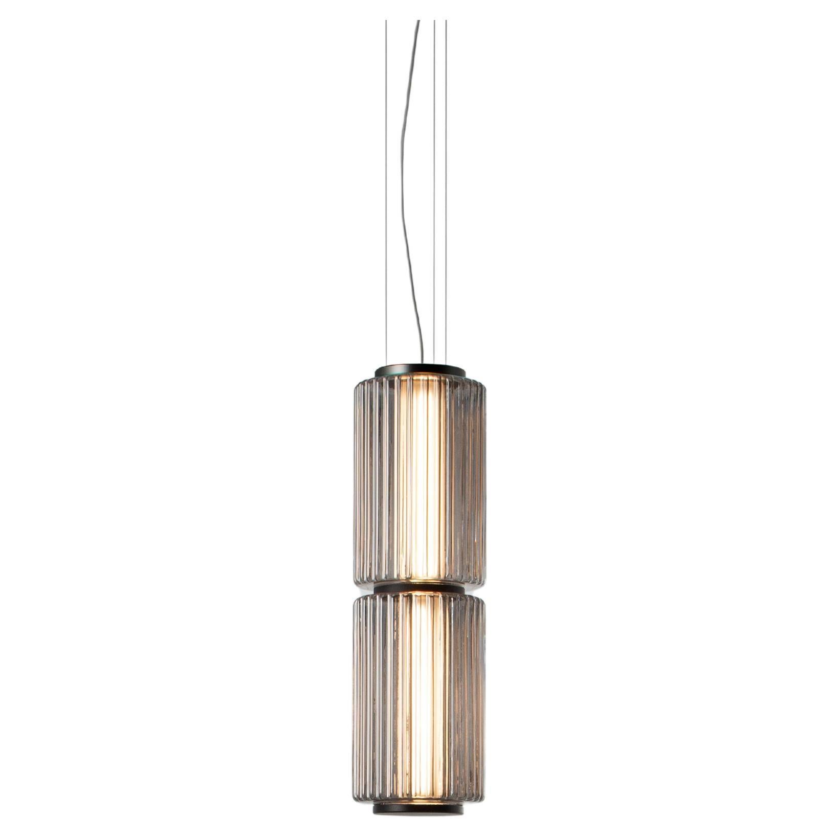 Contemporary Pendant Lamp 'Column' 175-2, Vertical, Carbon For Sale
