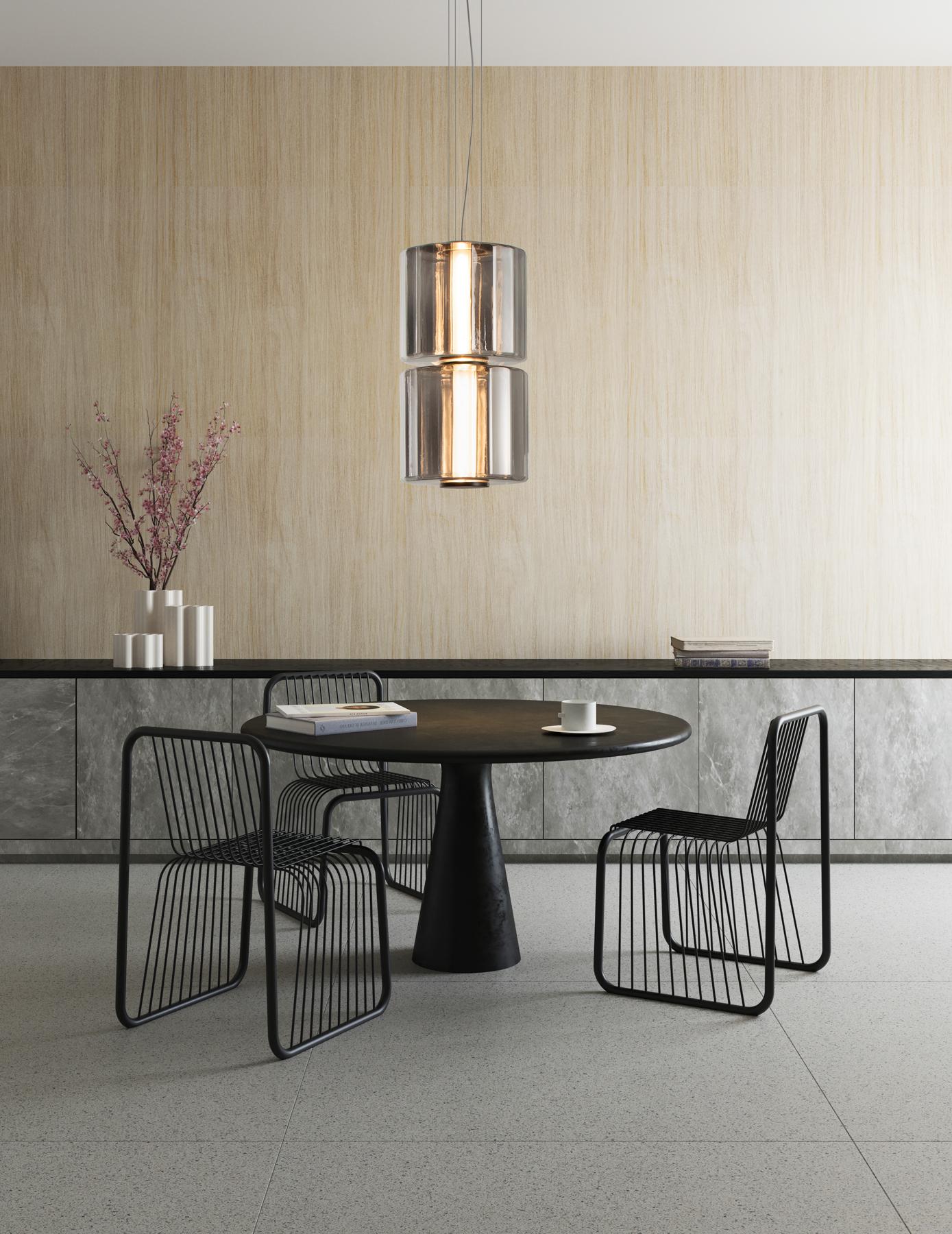 Canadian Contemporary Pendant Lamp 'Column' 175-3, Vertical, Carbon For Sale