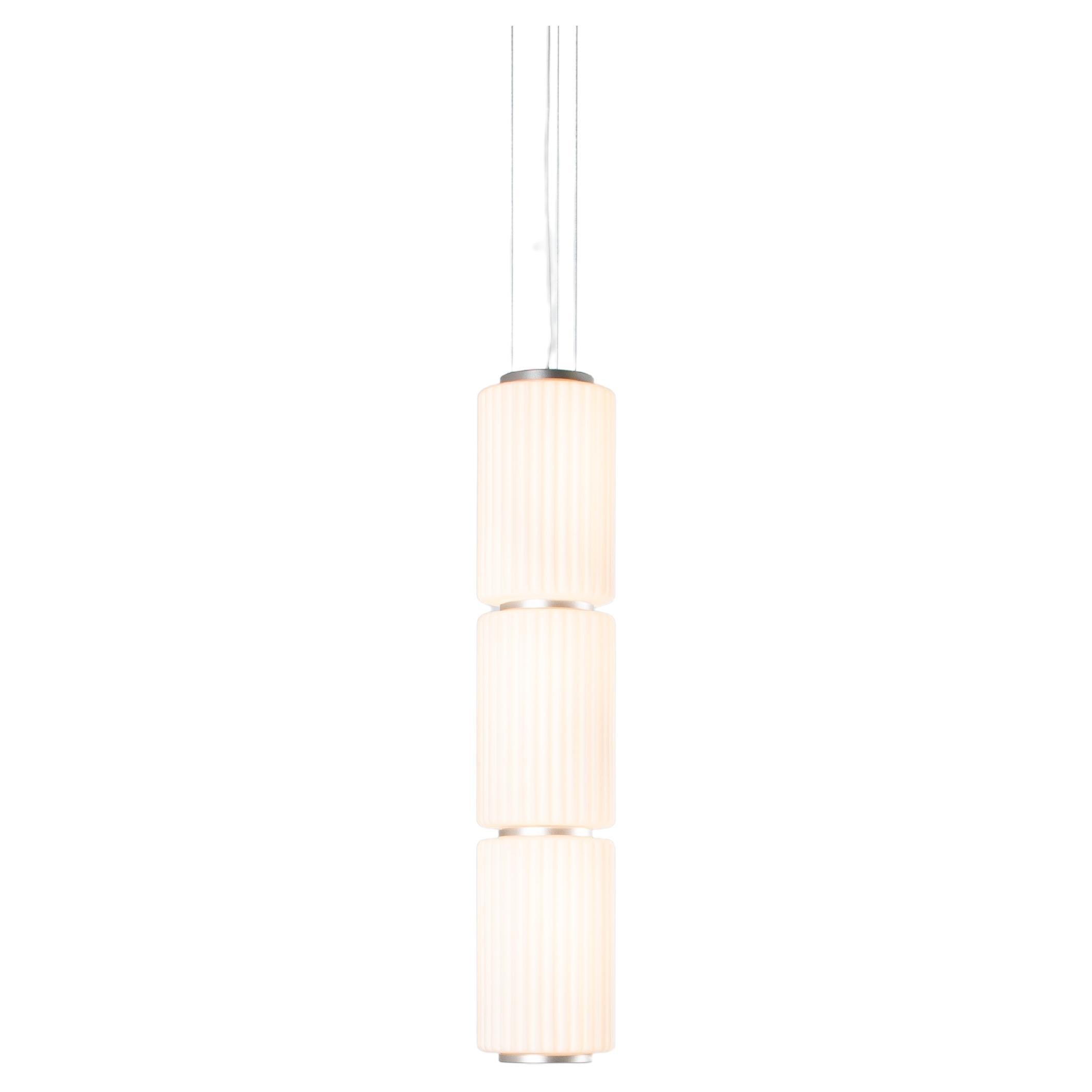 Contemporary Pendant Lamp 'Column' 175-3, Vertical, Ivory For Sale