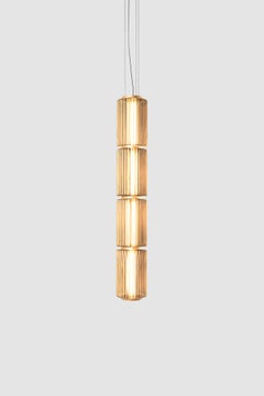 Lampada a sospensione contemporanea 'Column' 175-4, verticale, ambra