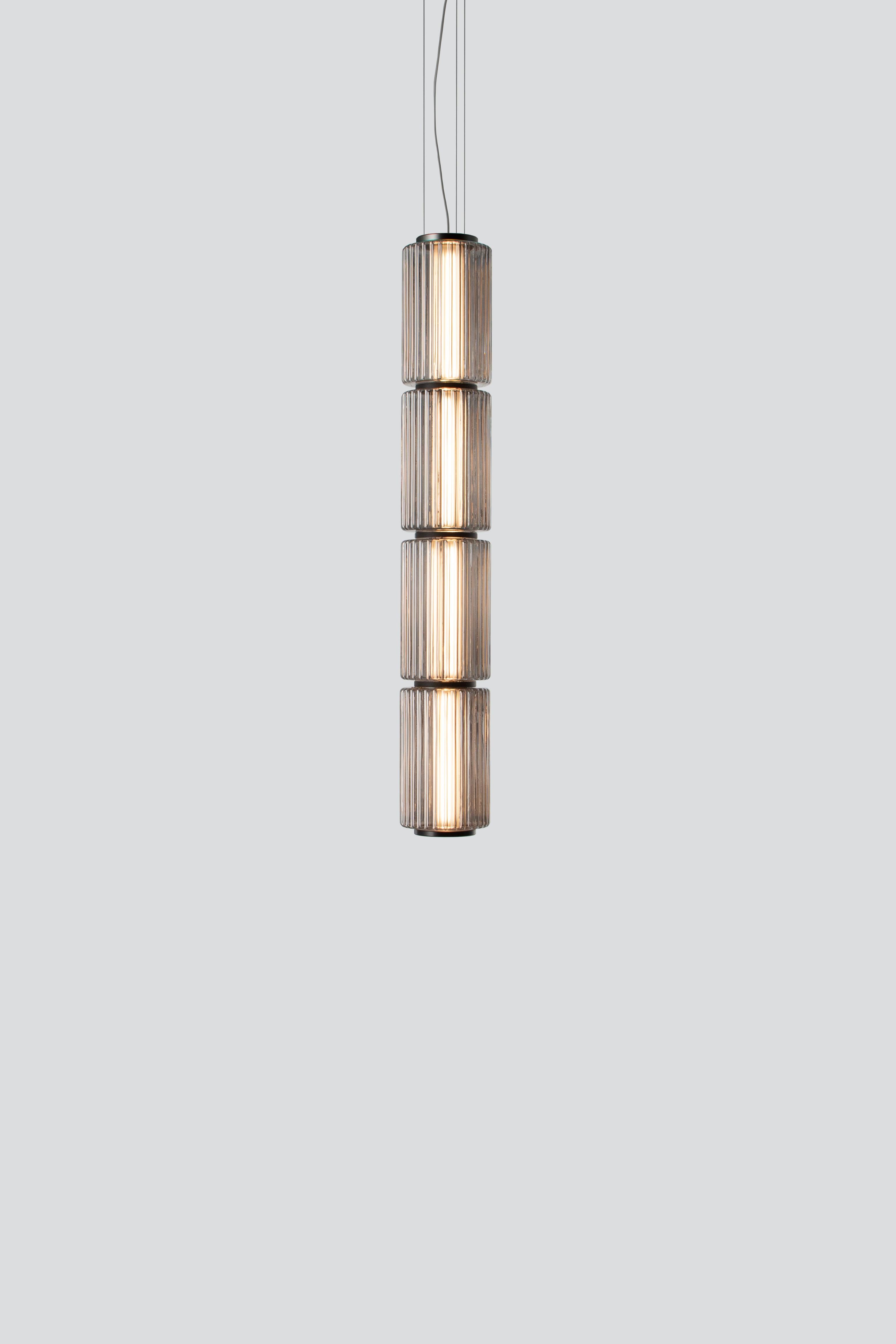 Organic Modern Contemporary Pendant Lamp 'Column' 175-4, Vertical, Carbon For Sale