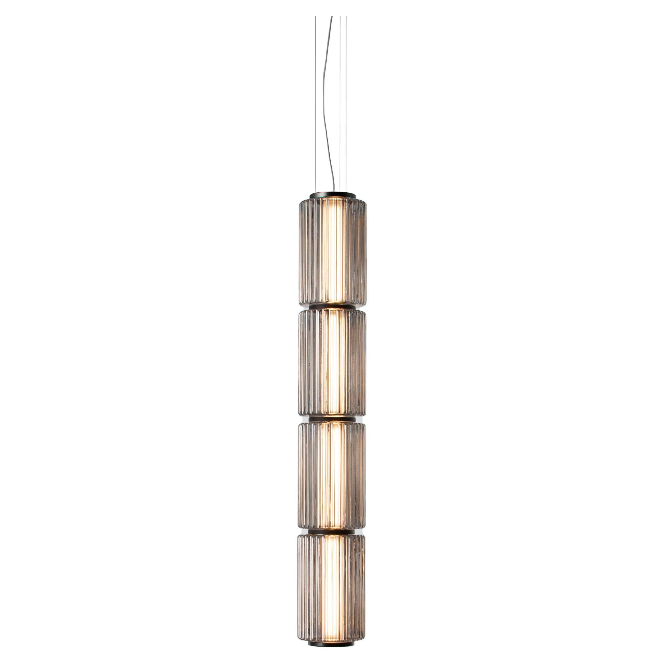 Contemporary Pendant Lamp 'Column' 175-4, Vertical, Carbon For Sale