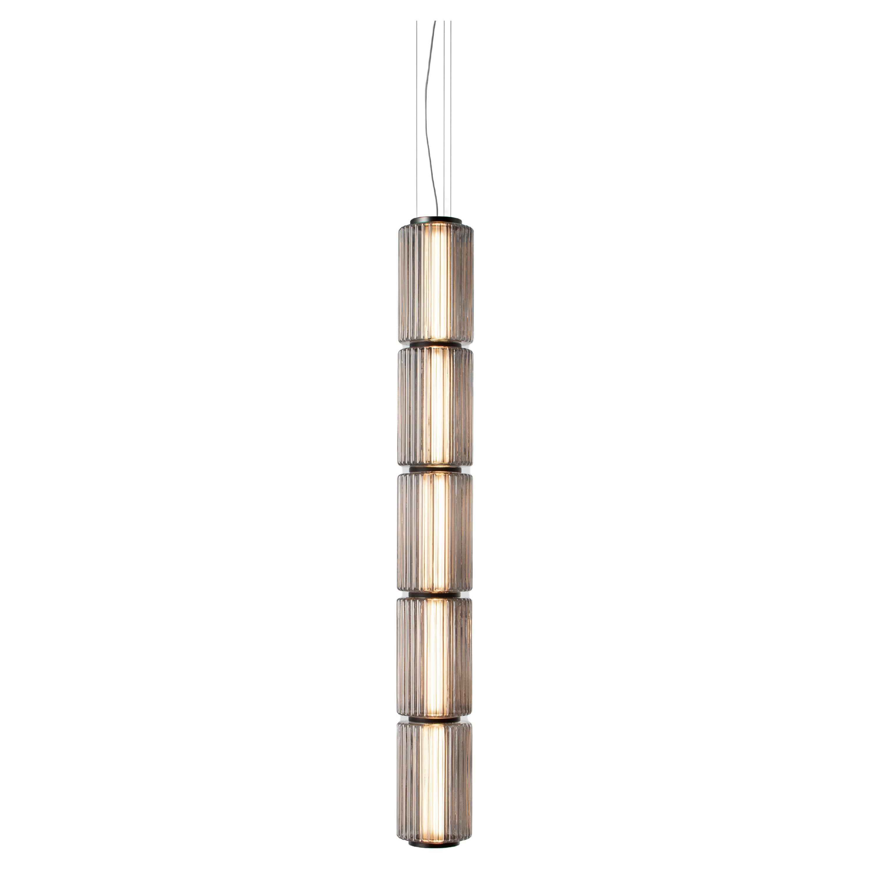 Contemporary Pendant Lamp 'Column' 175-5, Vertical, Carbon For Sale