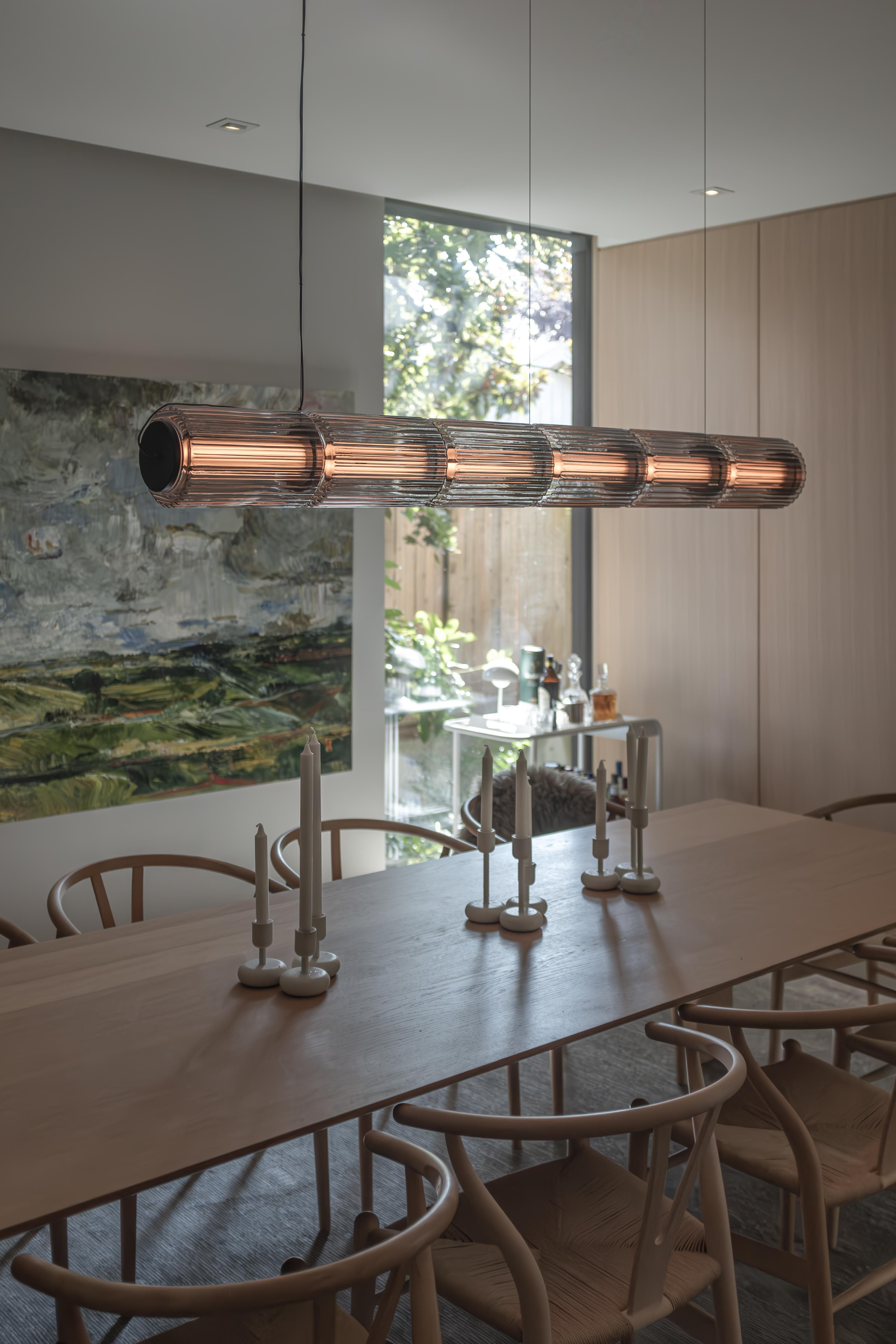 Contemporary Pendant Lamp 'Column' 175-6, Horizontal, Amber For Sale 6
