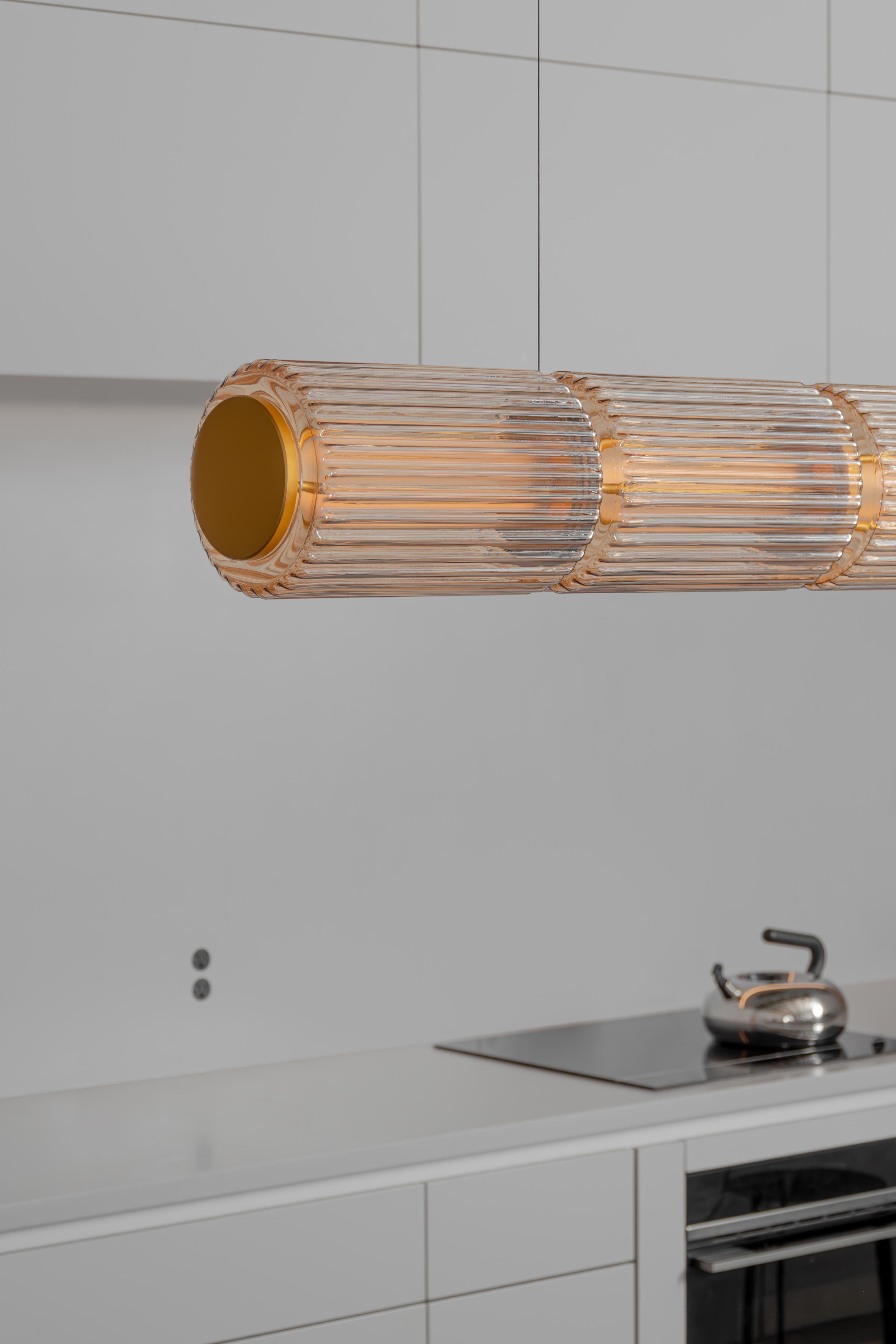 Canadian Contemporary Pendant Lamp 'Column' 175-6, Horizontal, Amber For Sale