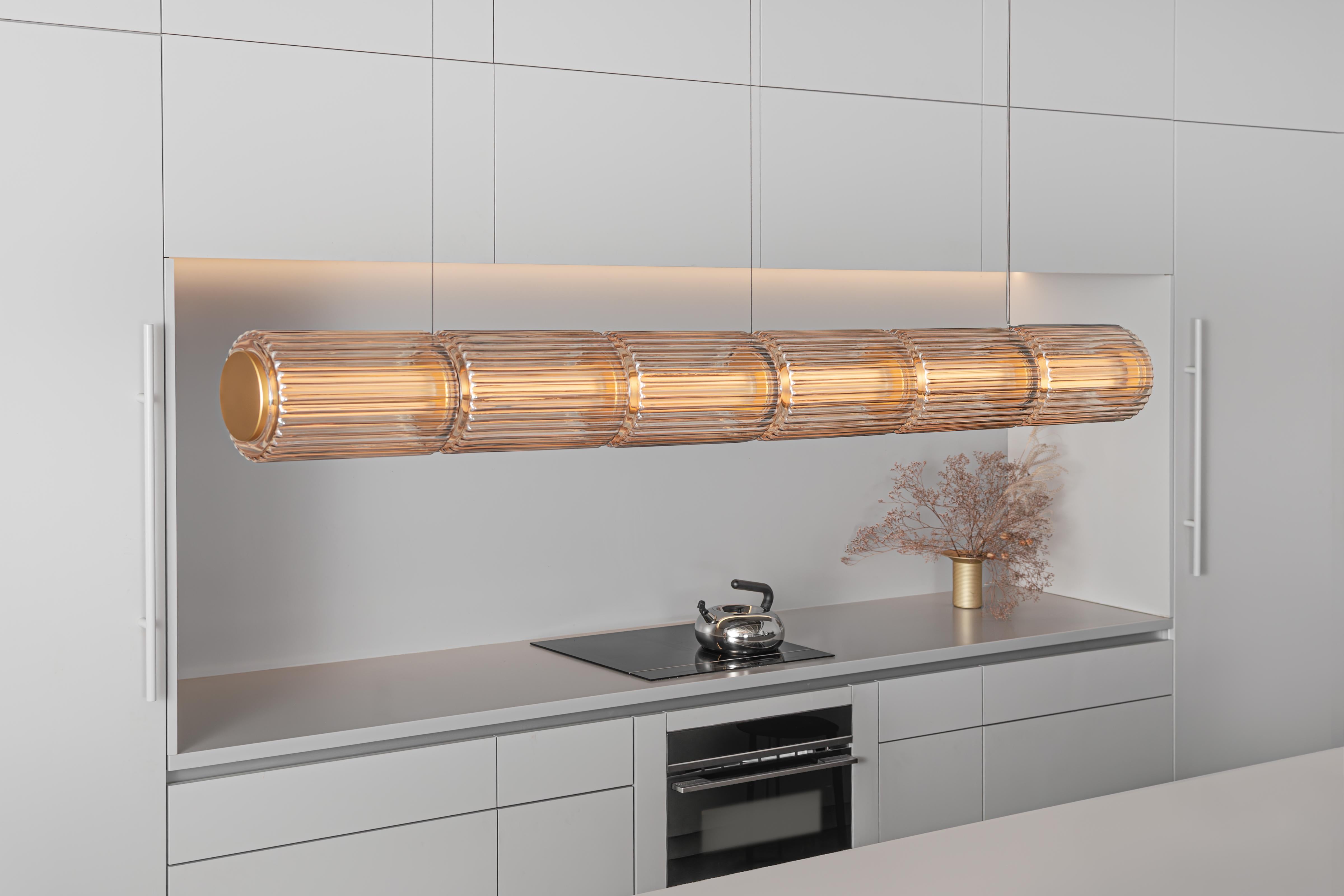 Contemporary Pendant Lamp 'Column' 175-6, Horizontal, Amber In New Condition For Sale In Paris, IDF