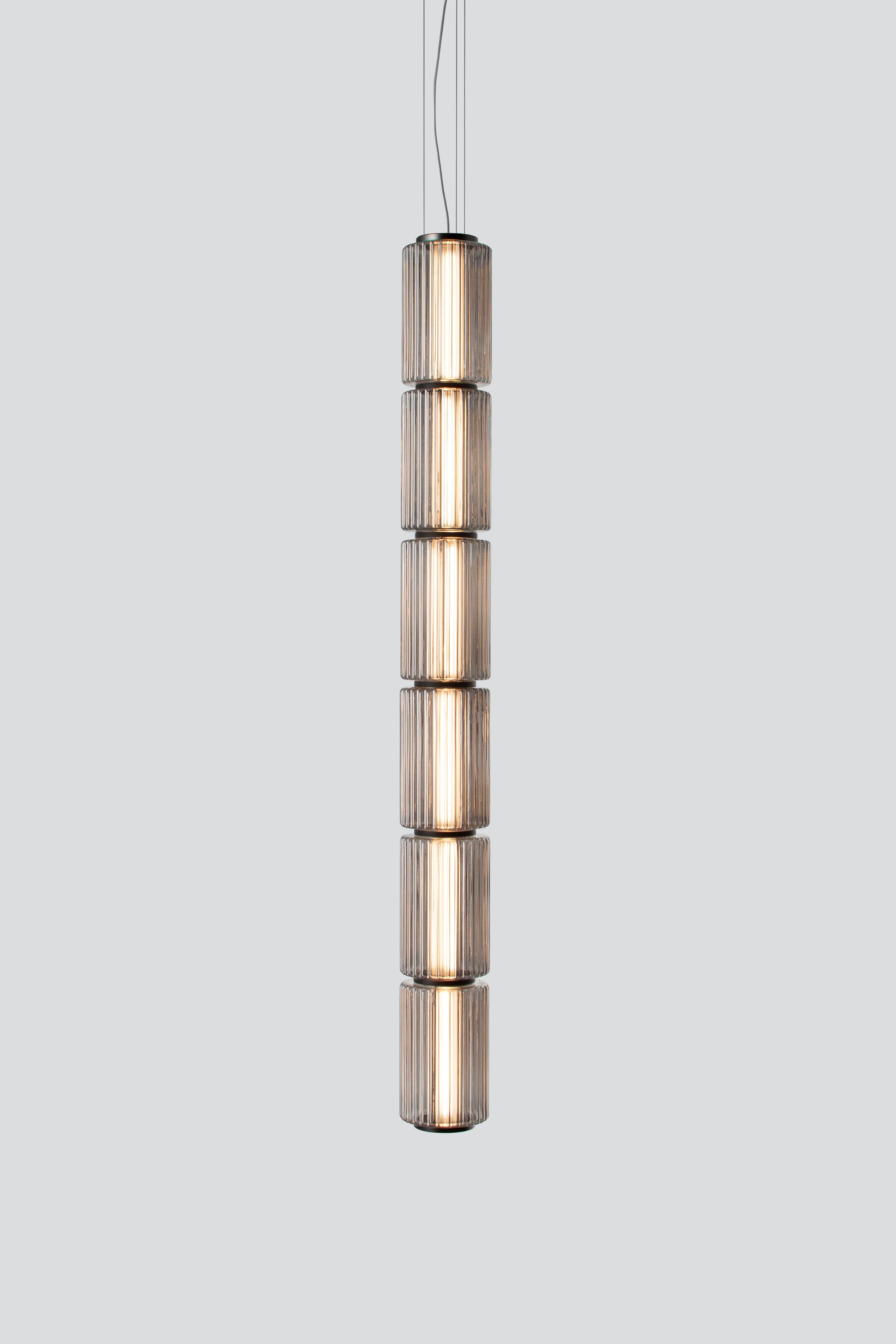 Organic Modern Contemporary Pendant Lamp 'Column' 175-6, Vertical, Carbon For Sale
