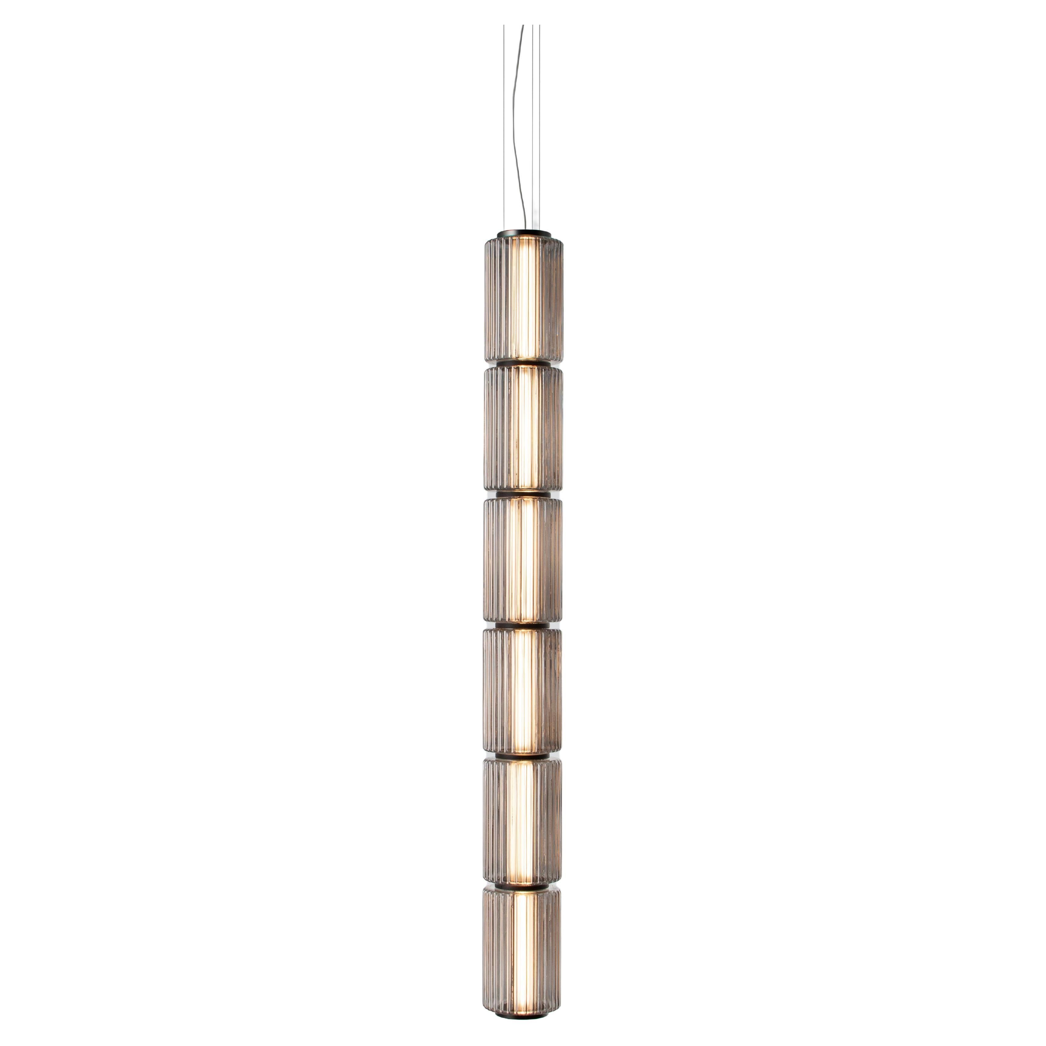 Contemporary Pendant Lamp 'Column' 175-6, Vertical, Carbon For Sale