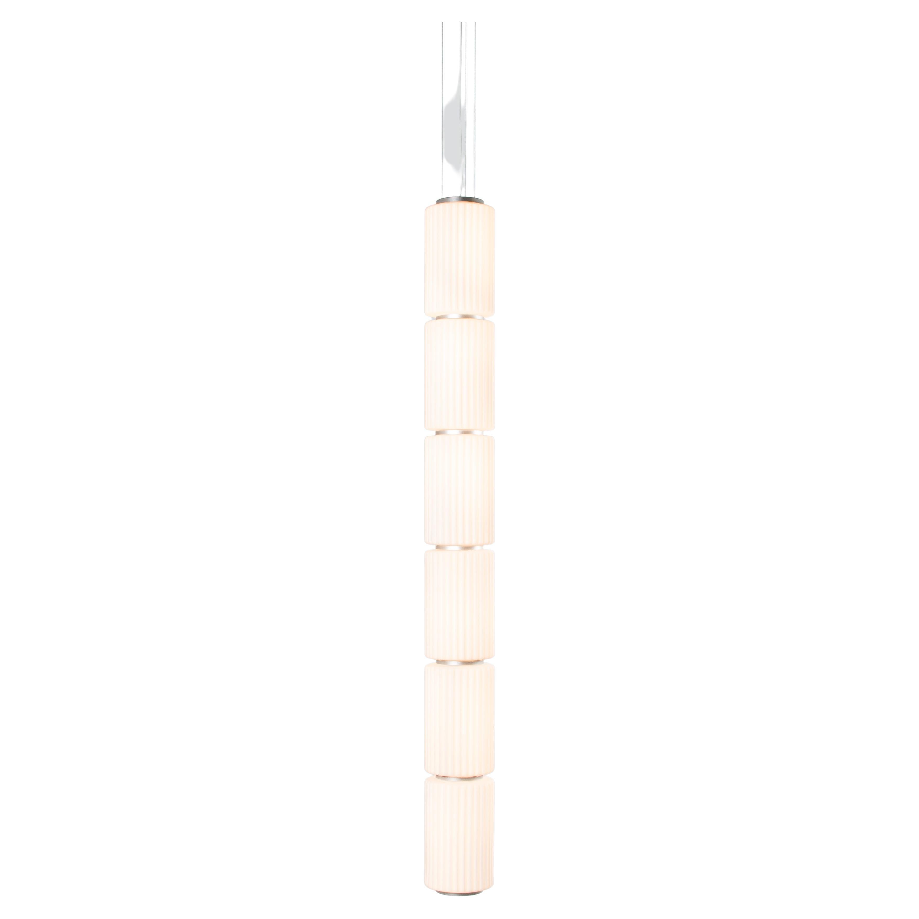 Contemporary Pendant Lamp 'Column' 175-6, Vertical, Ivory For Sale