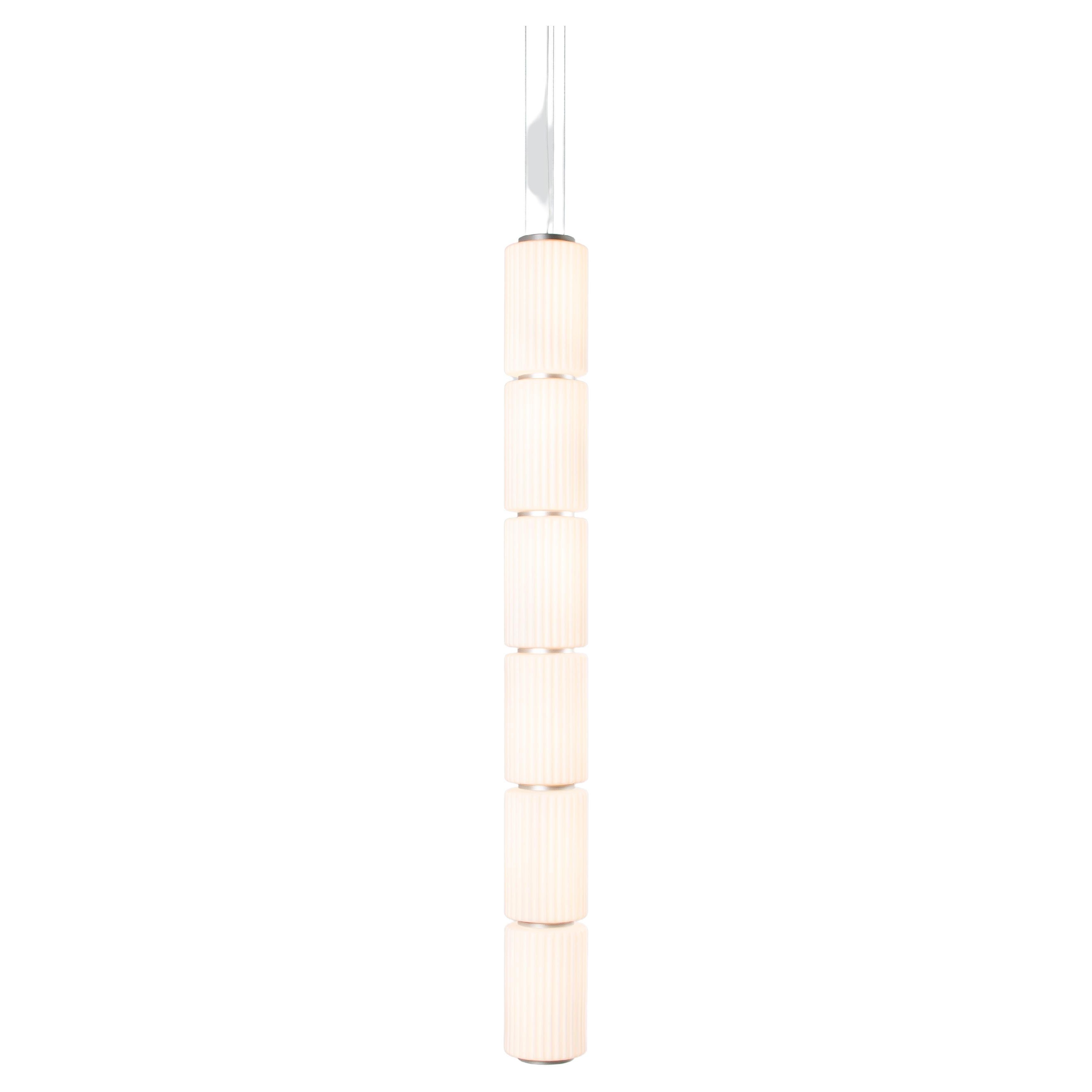 Contemporary Pendant Lamp 'Column' 175-6, Vertical, Ivory