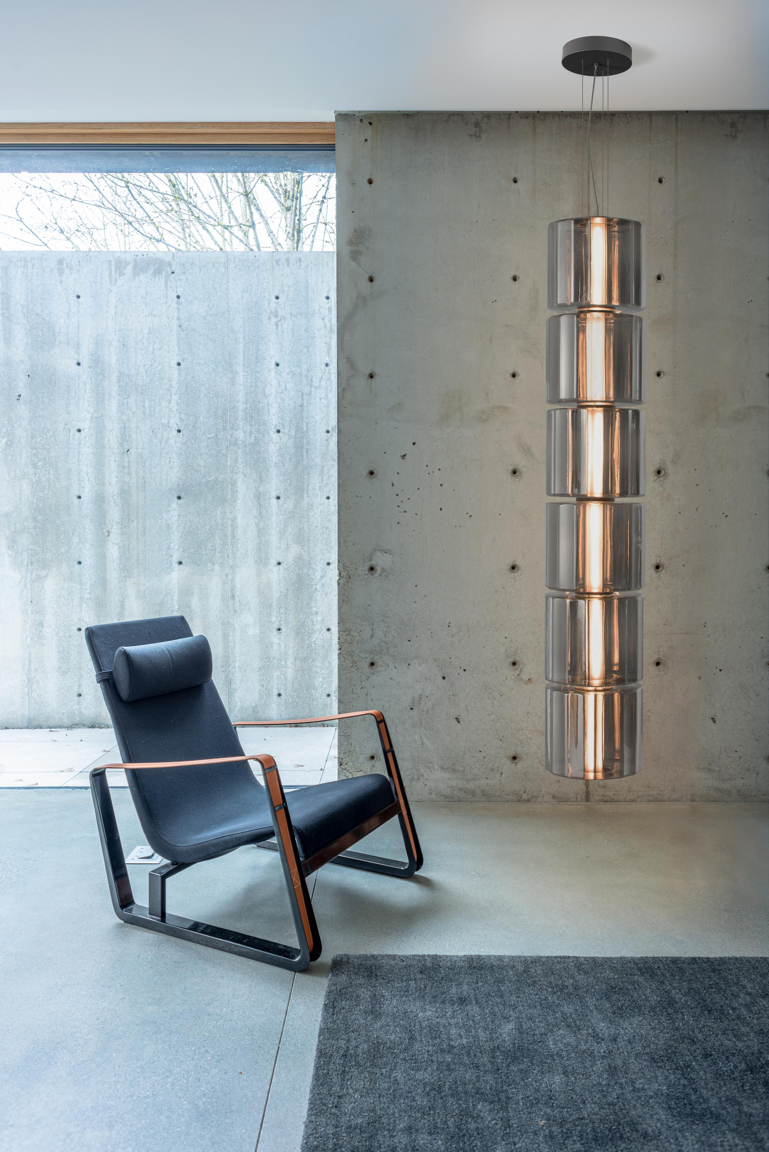 Organic Modern Contemporary Pendant Lamp 'Column' 300 - 1, Vertical, Carbon For Sale