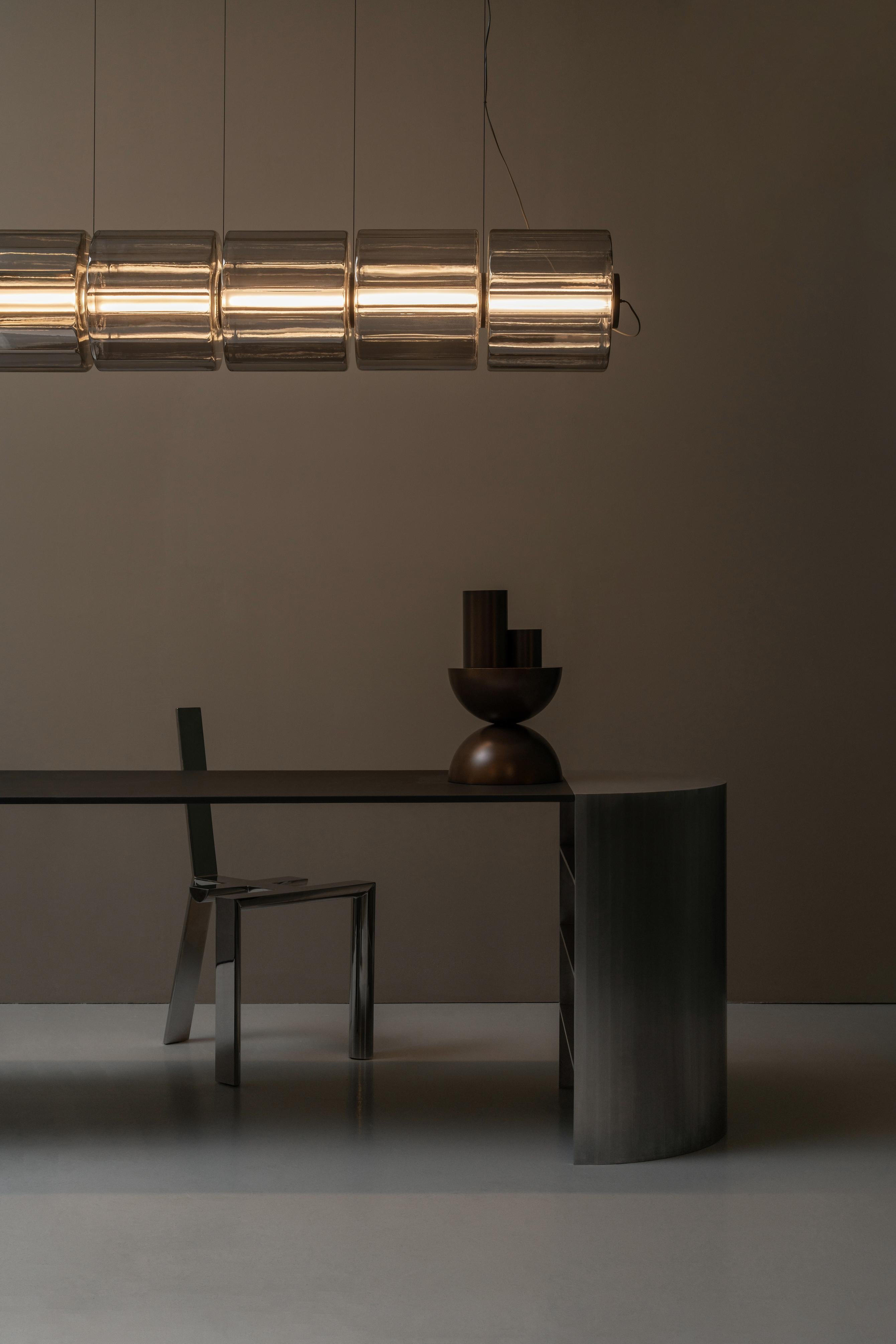 Canadian Contemporary Pendant Lamp 'Column' 300 - 1, Vertical, Carbon For Sale