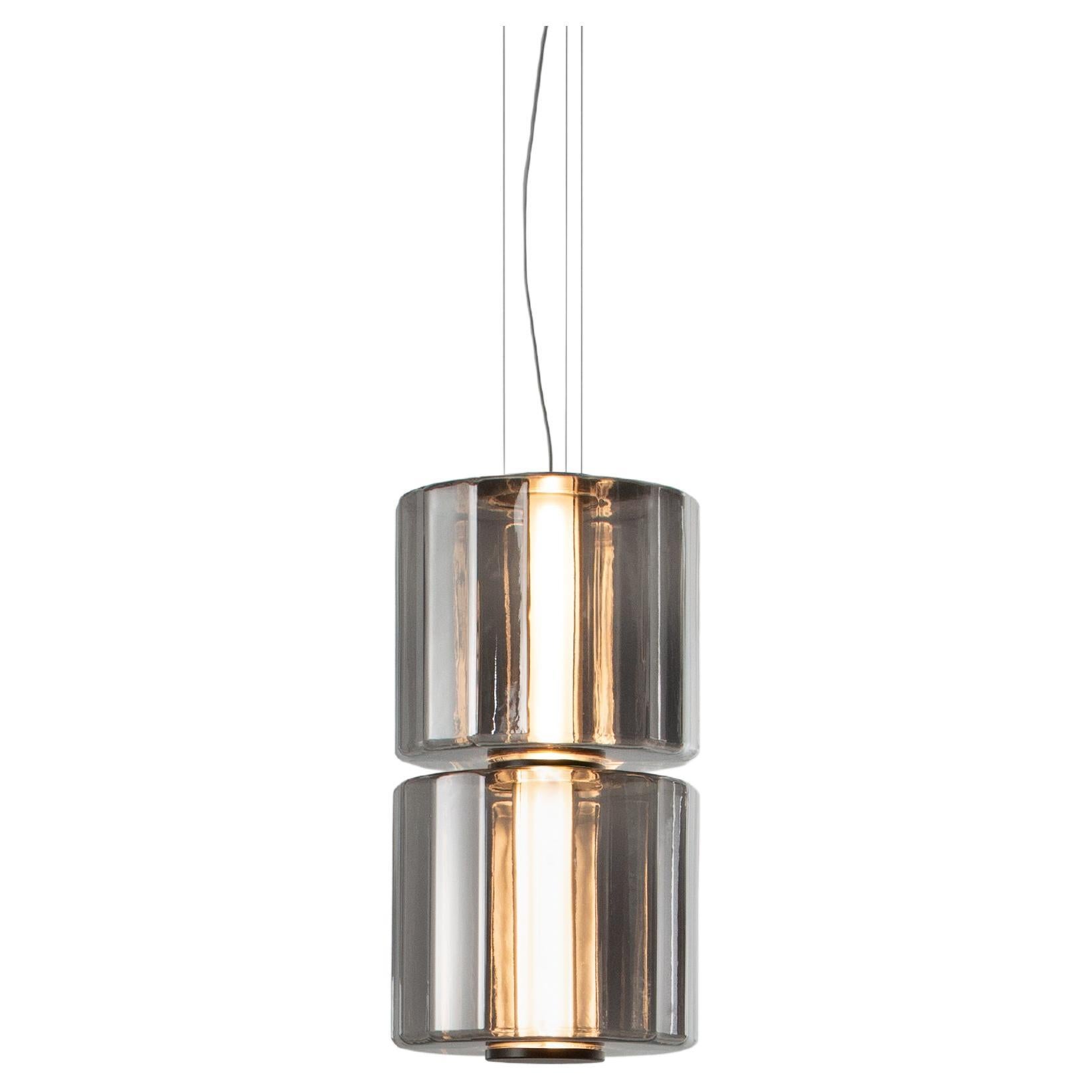 Contemporary Pendant Lamp 'Column' 300 - 2, Vertical, Carbon For Sale