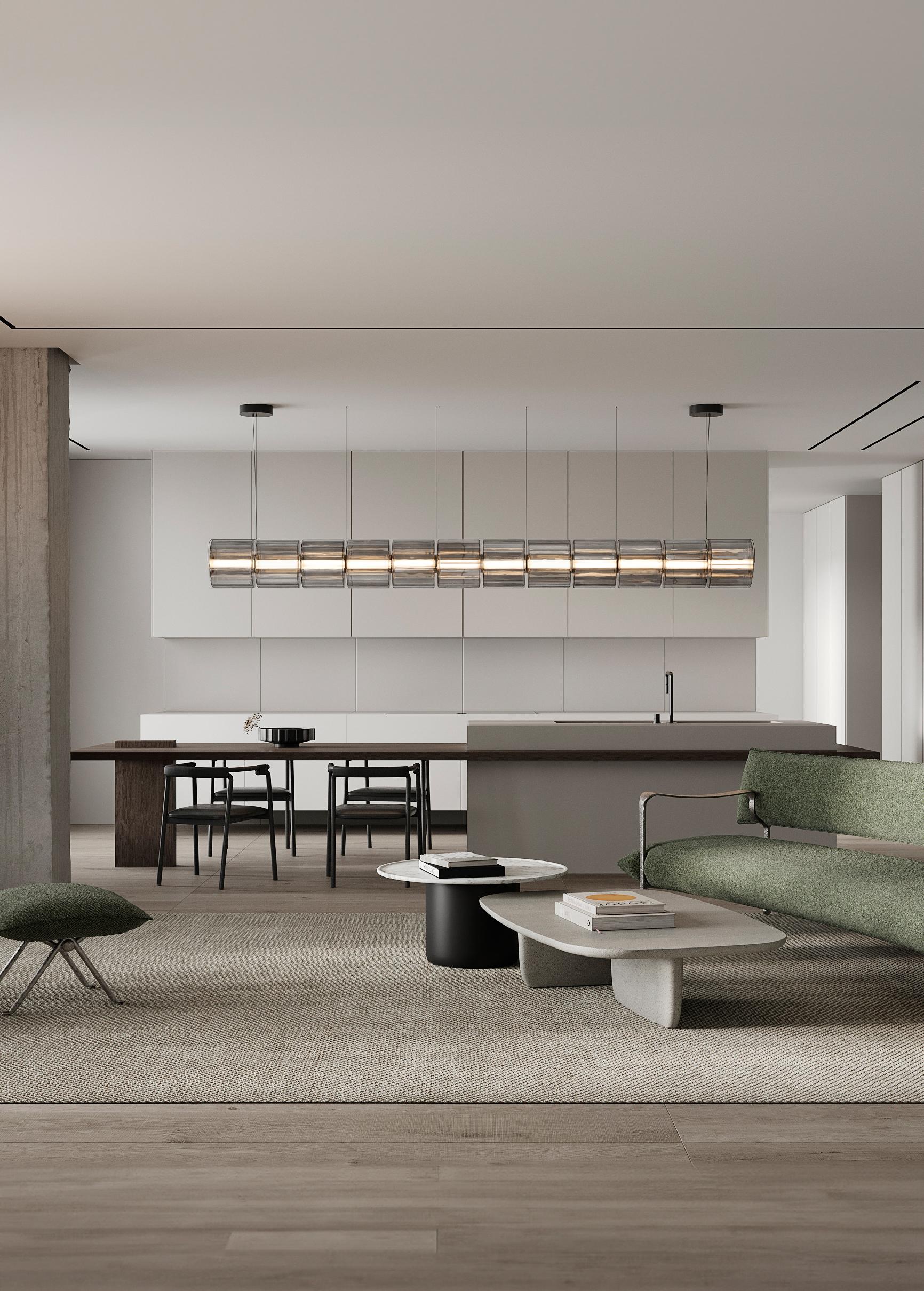 Lámpara Colgante Contemporánea 'Columna' 300 - 3, Horizontal, Ámbar en venta 8