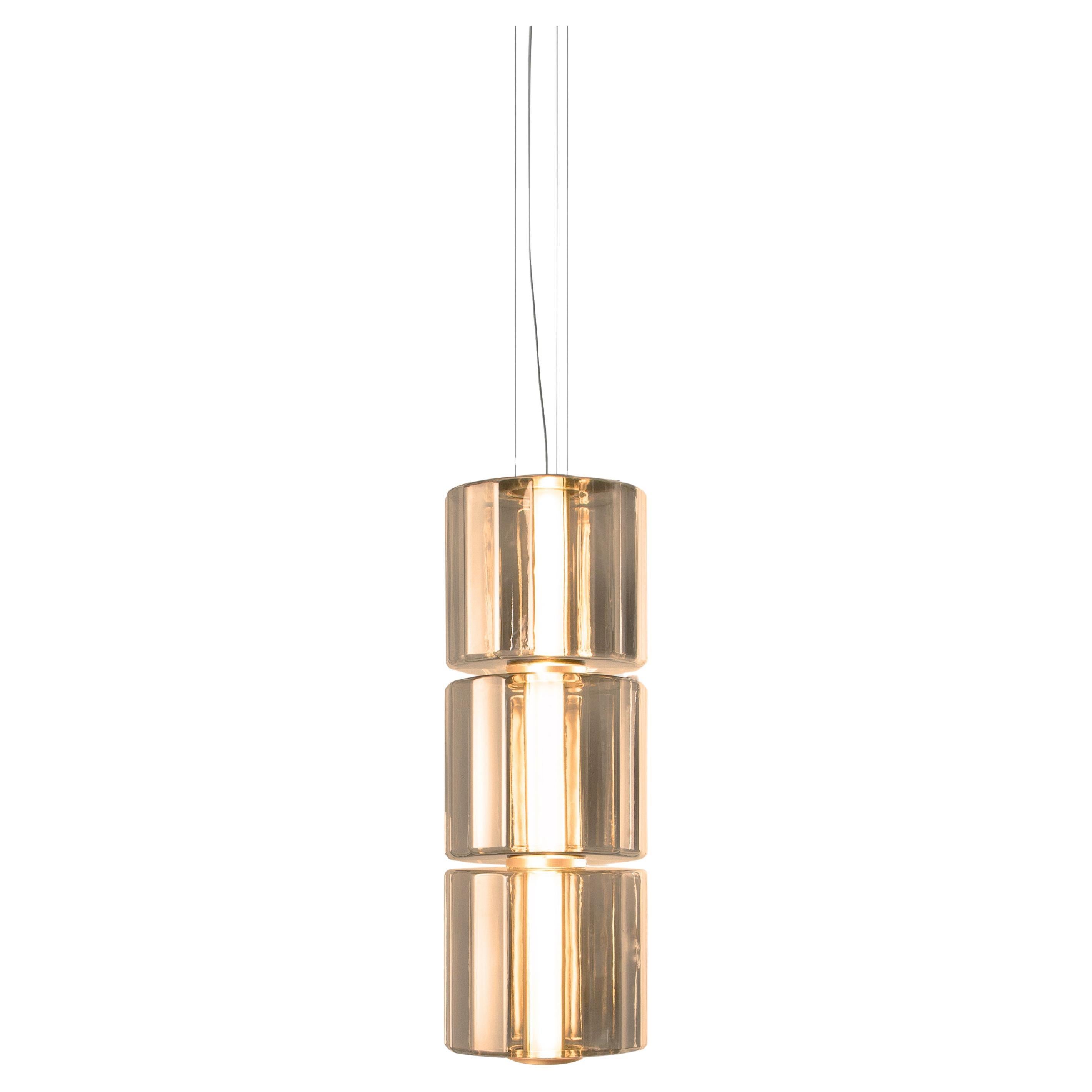 Lampada a sospensione contemporanea 'Column' 300 - 3, verticale, ambra in vendita